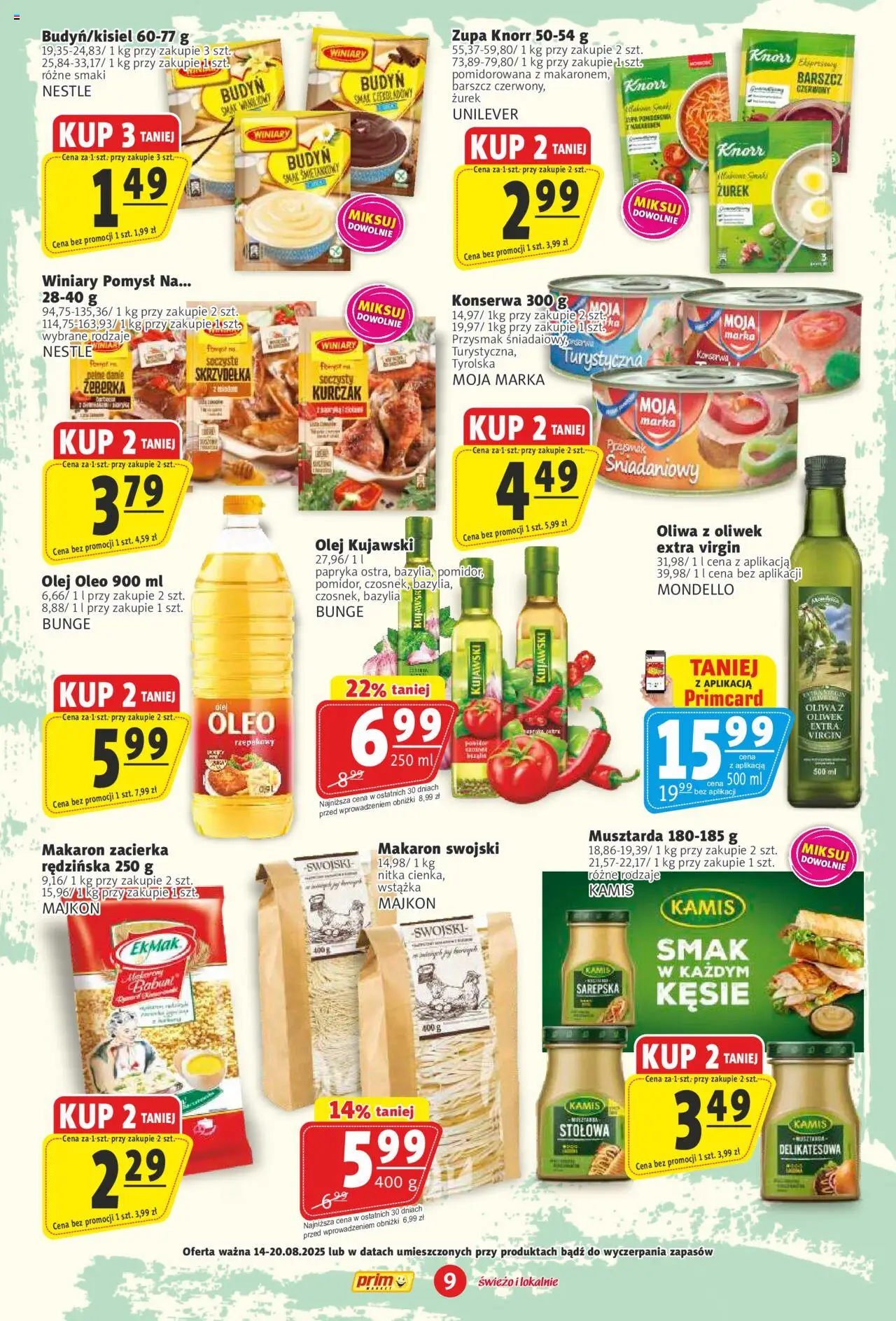 Prim Market Gazetka od 14.08.2025 | Strona: 9 | Produkty: Bazylia, Musztarda, Zupa, Makaron