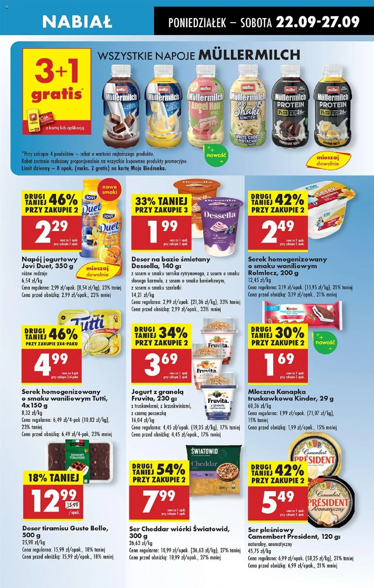 Biedronka gazetka od 22.09.2025 | Strona: 35 | Produkty: Serek homogenizowany, Camembert, Ser, Cheddar