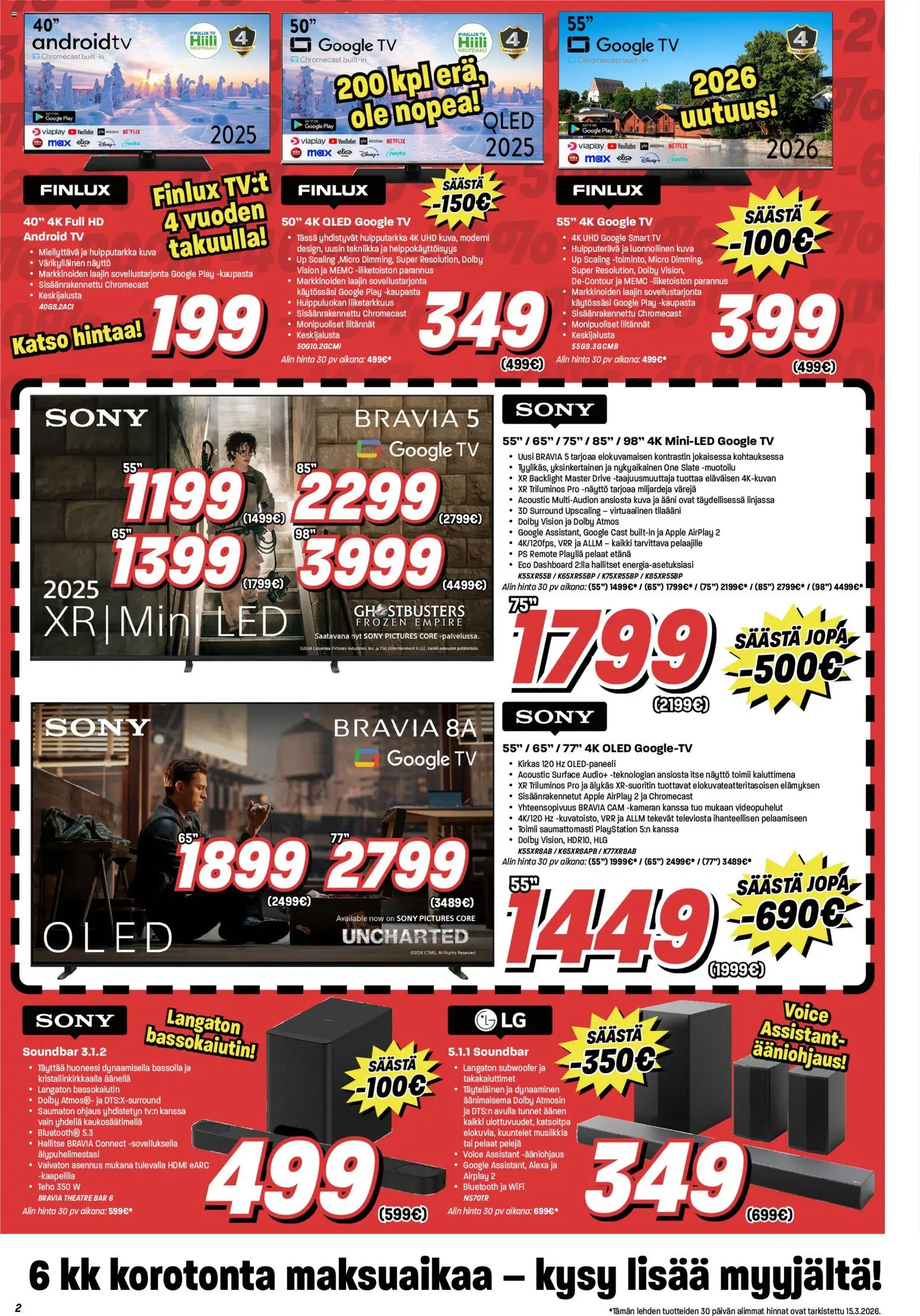 Veikon Kone tarjoukset – voimassa 16.03.2026 alkaen | Sivu: 2 | Tuotteet: Audio, Soundbar, TV, Playstation