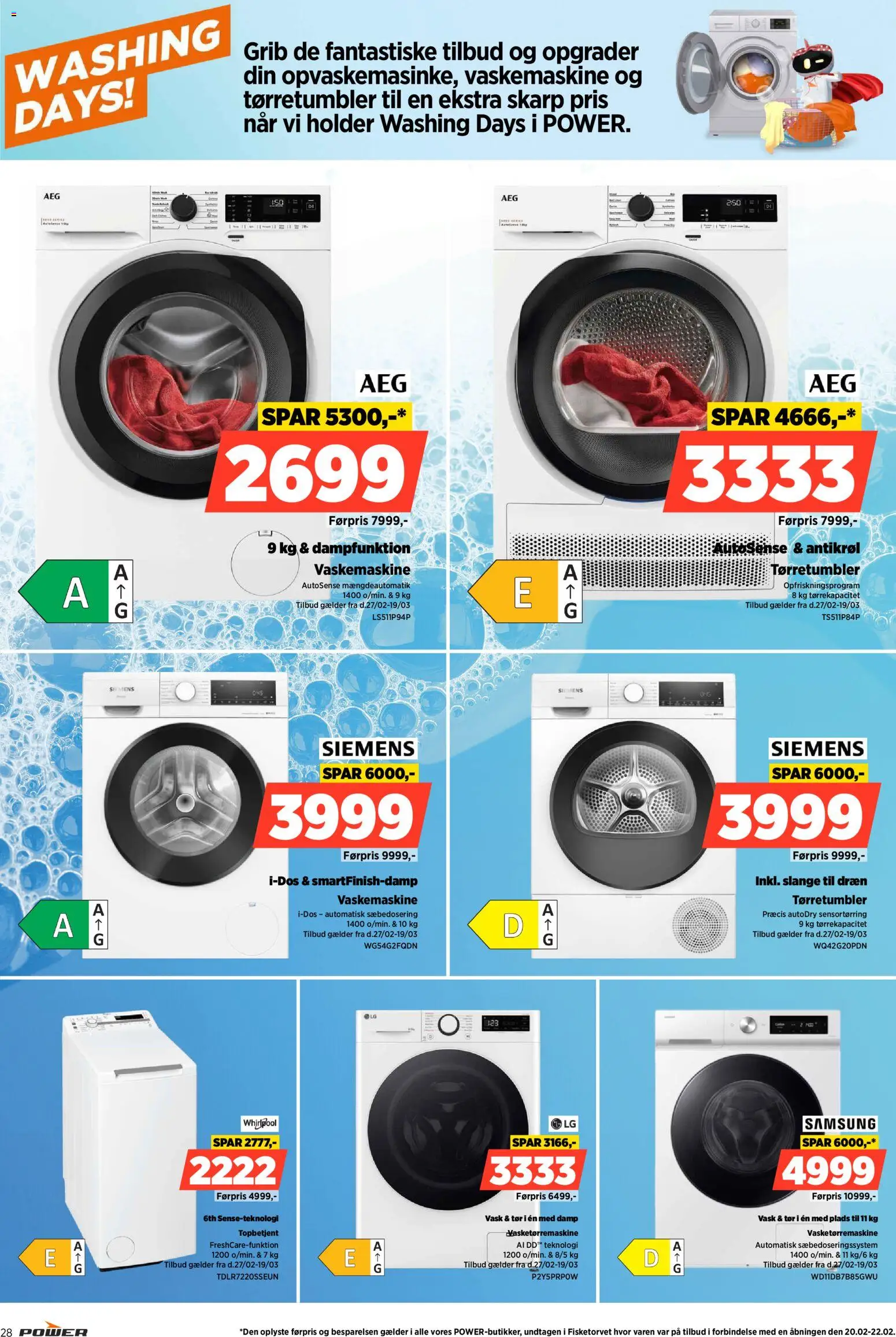 Power tilbudsavis – gyldig fra 03.04.2026 | Side: 28 | Produkter: Vaskemaskine, Tørretumbler