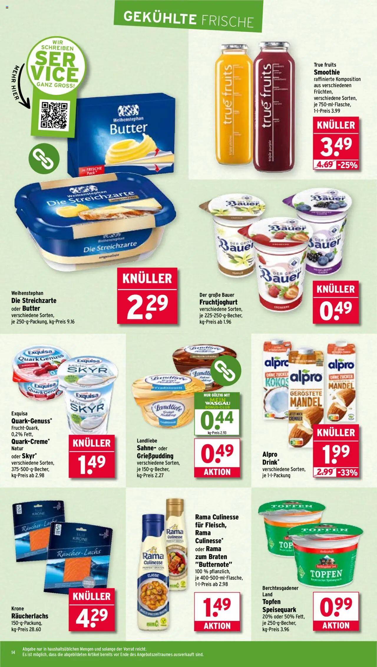 Wasgau Prospekt 	 – gültig ab 29.09.2025 | Seite: 14 | Produkte: Skyr, Alpro, Zucker, Sahne