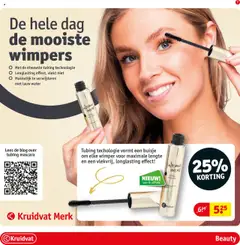 Extreme Wear Tubing Mascara, Met de nieuwste tubing technologie. Longlasting effect, vlekt niet. Makkelijk te verwijderen met lauw water. Tubing techologie vormt een buisje om elke wimper voor maximale lengte en een vlekvrij, longlasting effect! - Voorbeeld van een folder van Kruidvat, geldig van 21.10.2025 | Pagina: 7