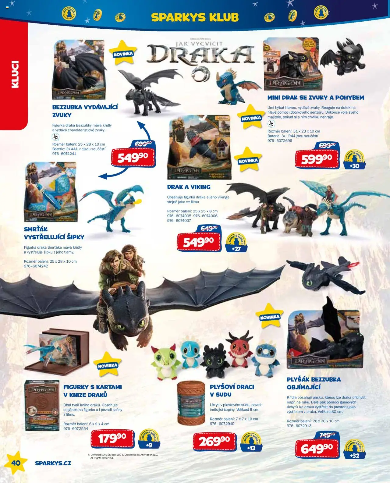 Sparkys katalog léto 2025 od 01.01.2025 | Strana: 40 | Produkty: Kniha, Šipky, Figurky, Baterie