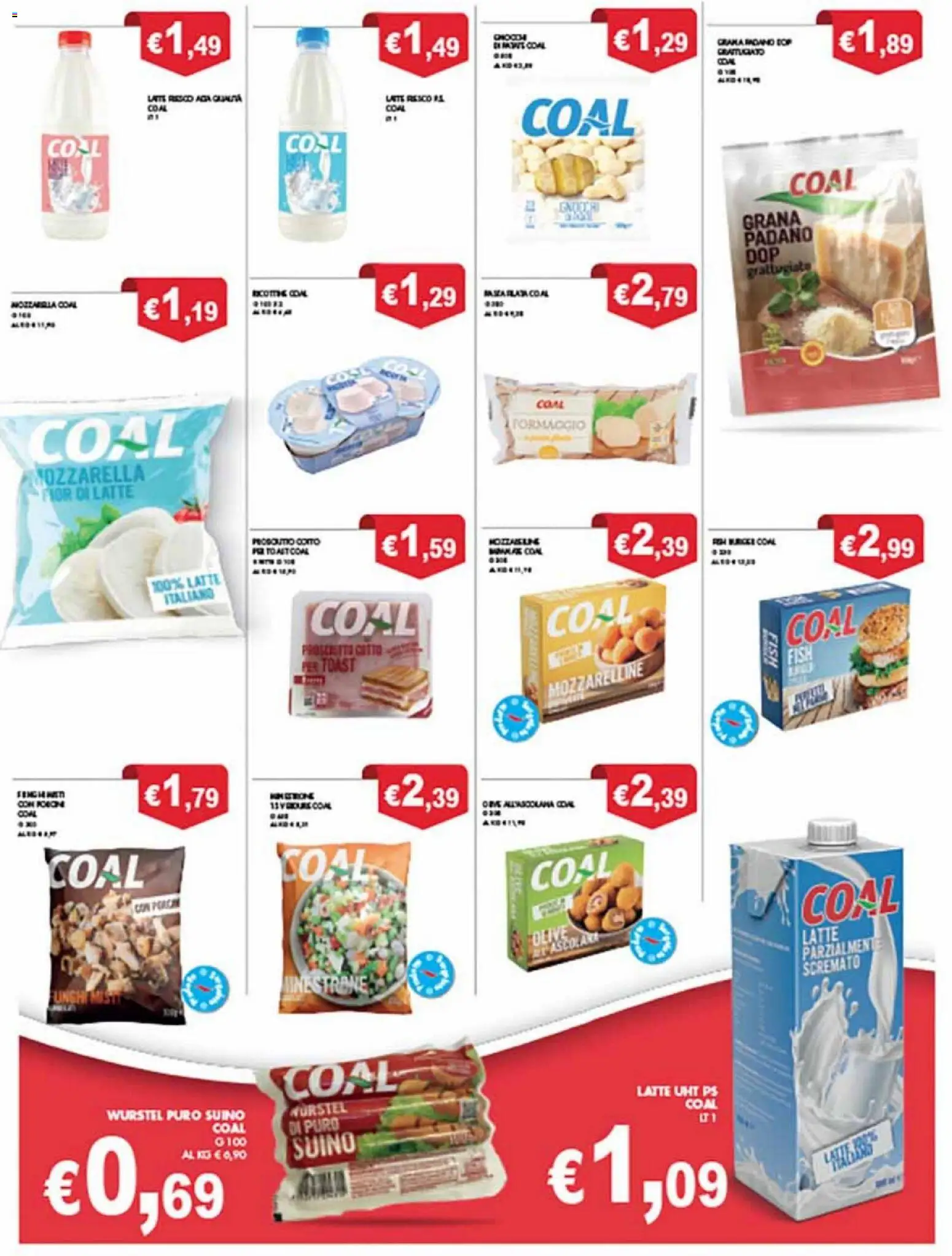 Volantino Coal del 28.11.2025 | Pagina: 17 | Prodotti: Suino, Mozzarella, Wurstel, Grana Padano
