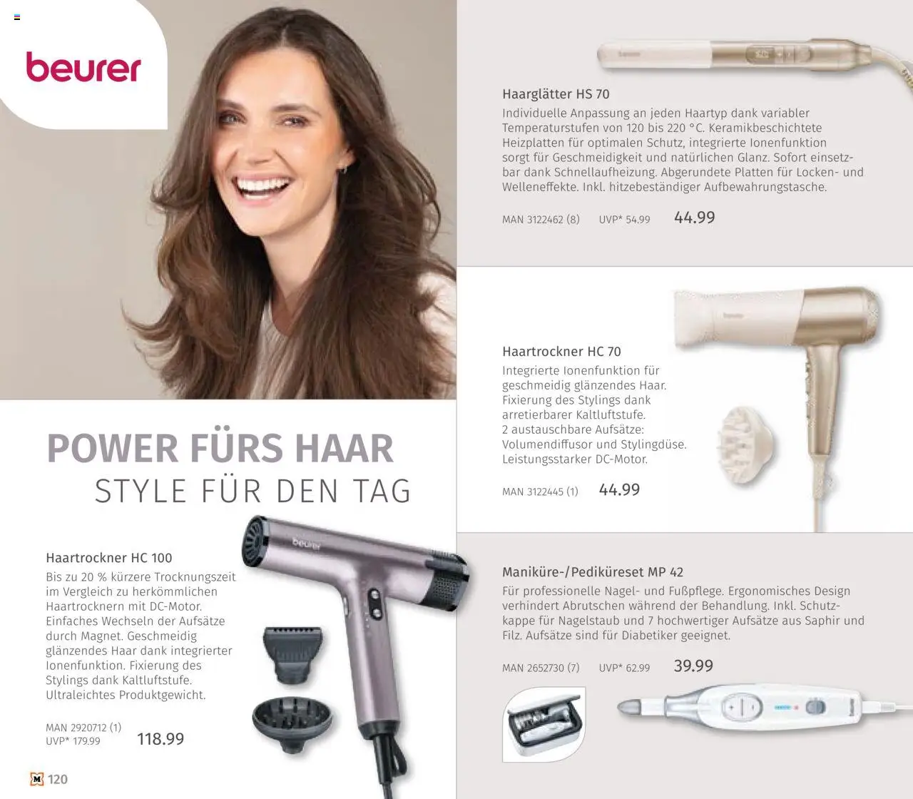 Müller Haushaltskatalog – gültig ab 03.10.2025 | Seite: 120 | Produkte: Haartrockner, Haarglätter, Kappe