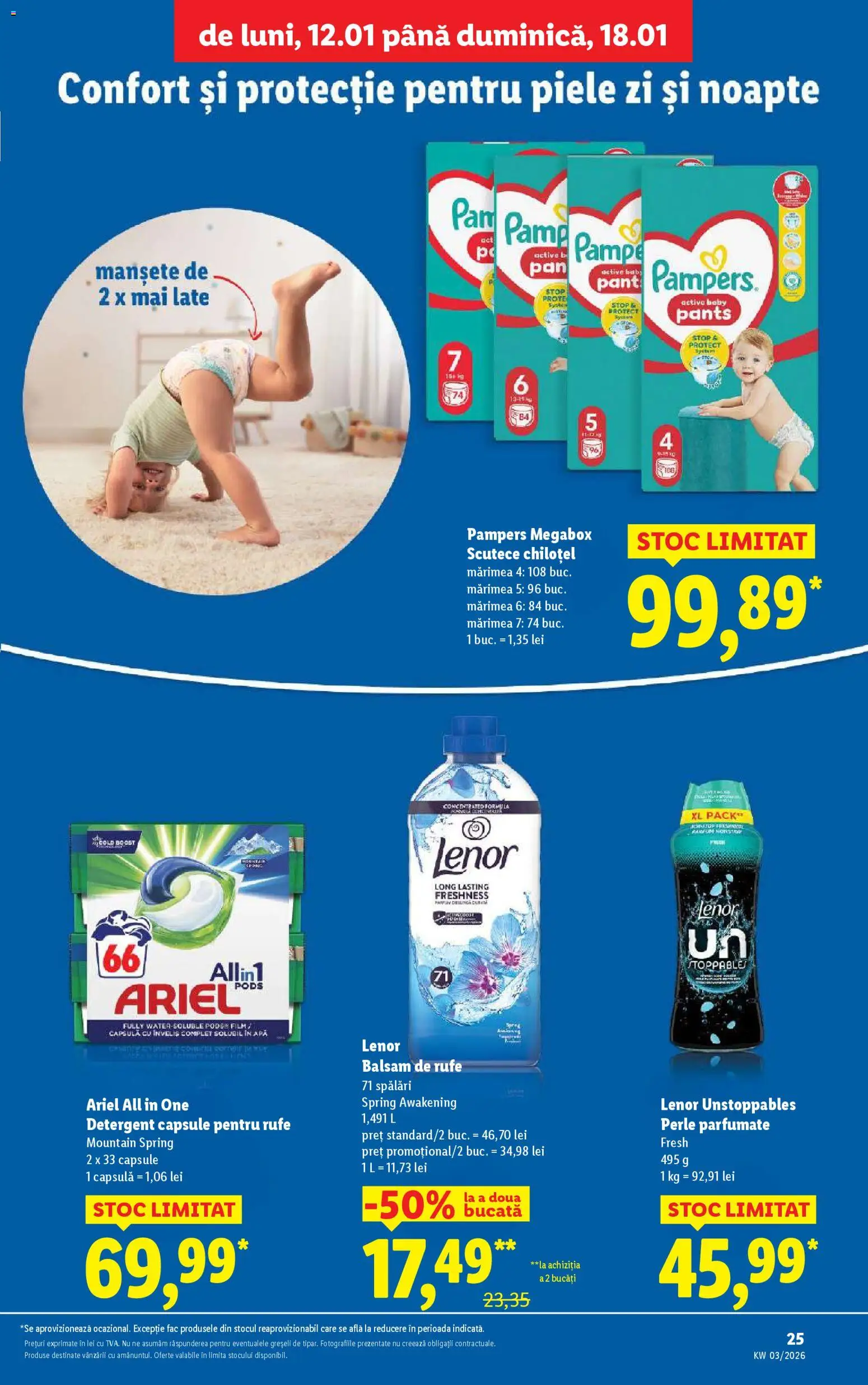 Noul catalog Lidl – valabil de la 12.01.2026 | Pagină: 25 | Produse: Akrilik boya, Detergent, Balsam de rufe, Apă