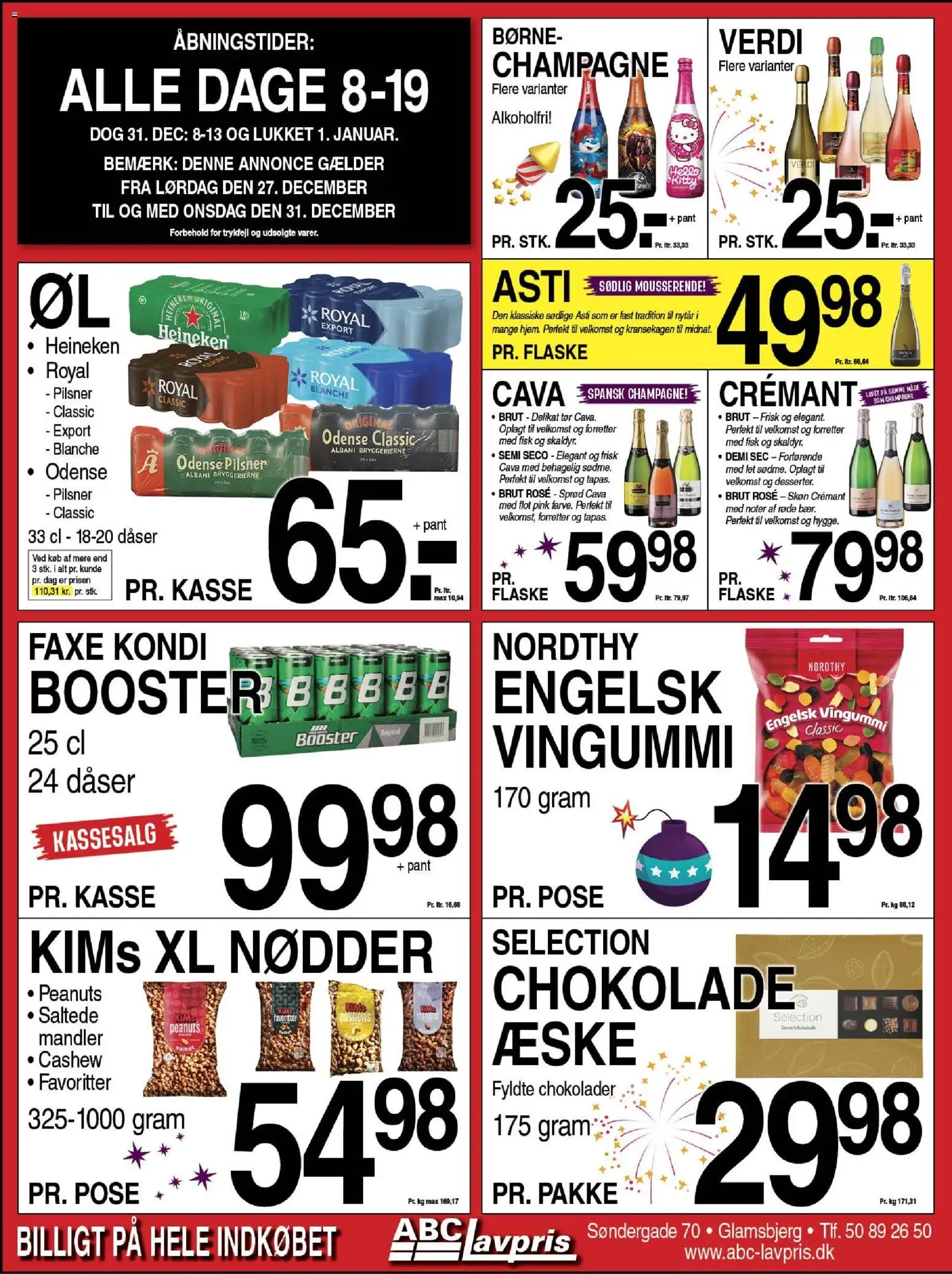 Abc Lavpris tilbudsavis – gyldig fra 24.12.2025 | Side: 1 | Produkter: Peanuts, Mandler, Faxe Kondi, Vingummi