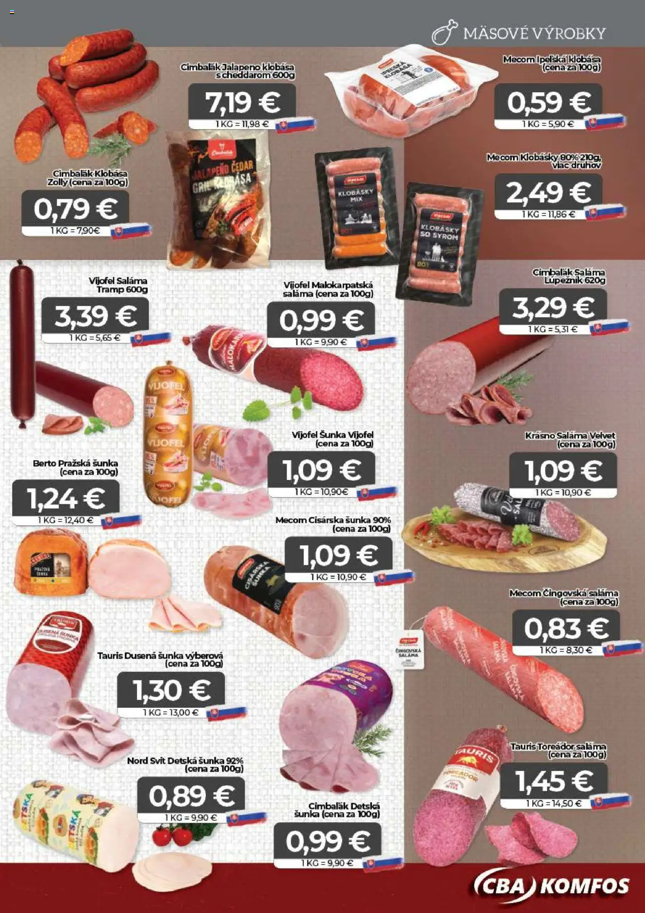 CBA Komfos leták │ platný od 18.07.2025 | Strana: 3 | Produkty: Gril, Saláma, Šunka, Klobása