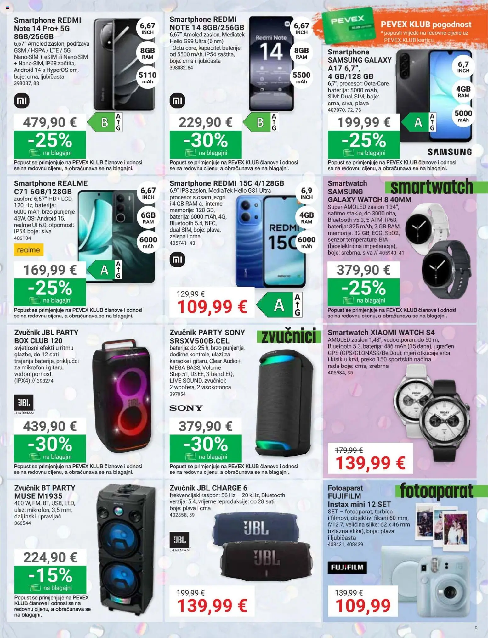 Pevex katalog | vrijedi od 05.02.2026 | Stranica: 5 | Proizvodi: Smartwatch, Baterija, Smartphone, Fotoaparat