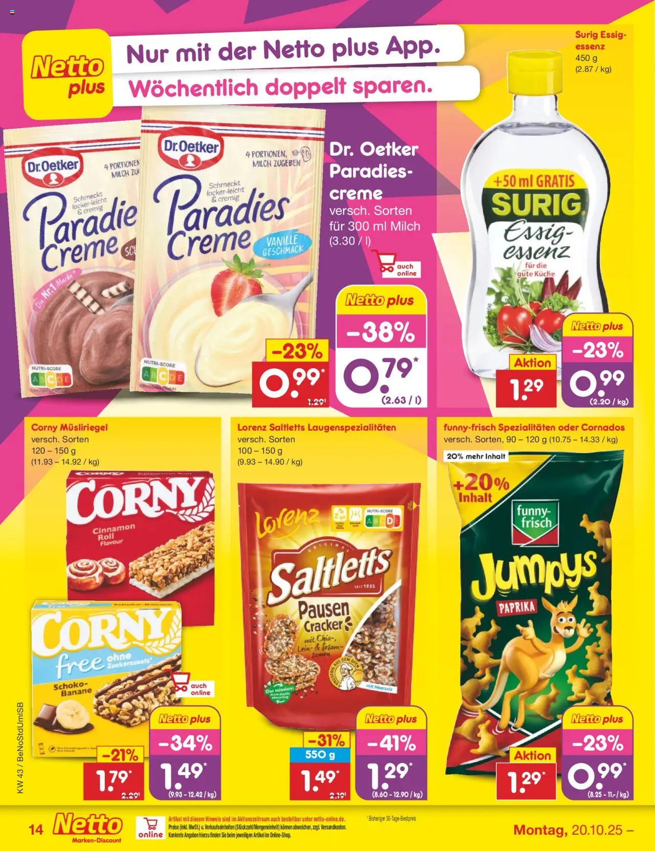 Netto Marken-Discount Prospekt 	 – gültig ab 20.10.2025 | Seite: 20 | Produkte: Milch, Küche, Creme, Paprika