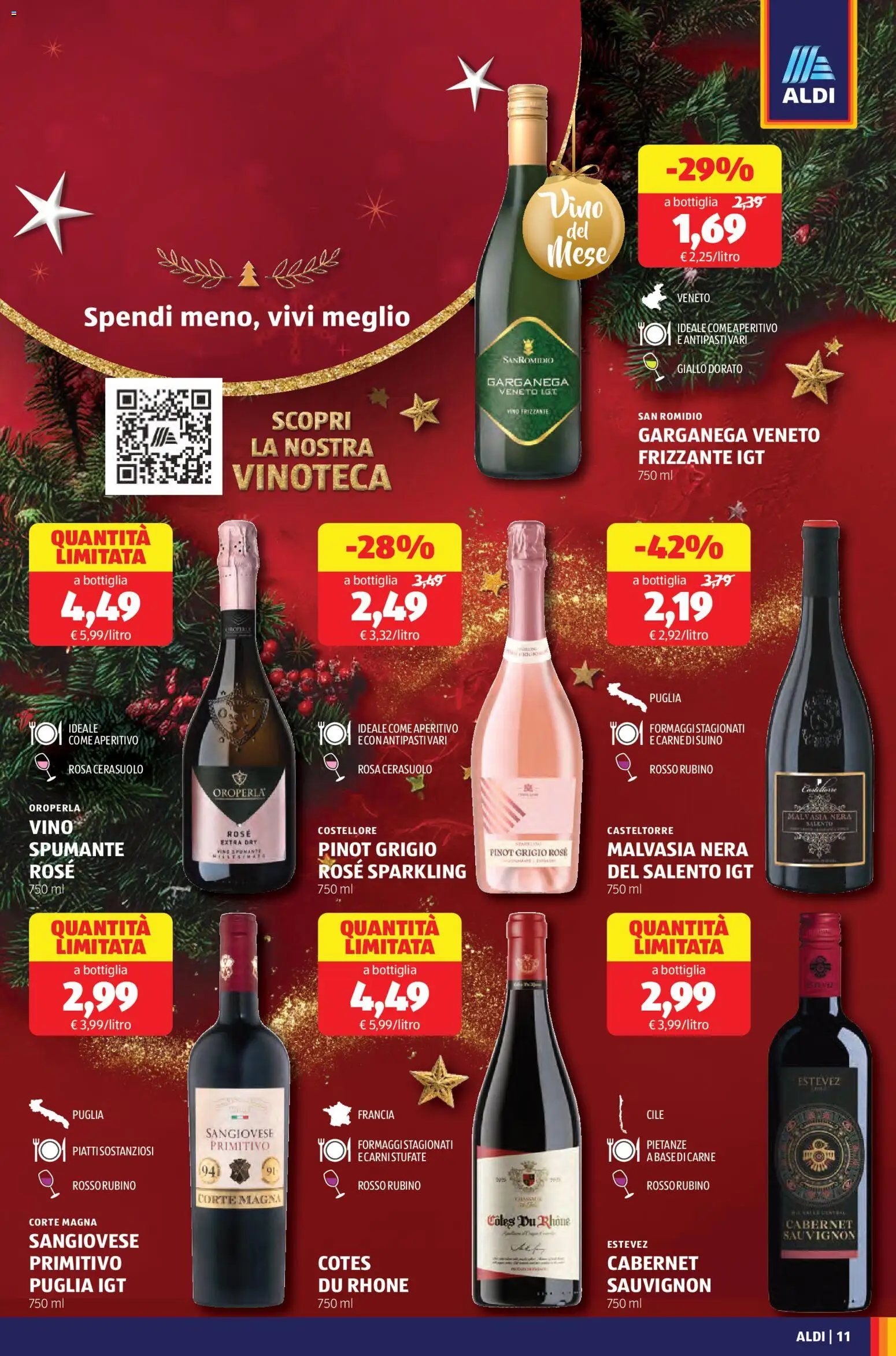 Volantino Aldi del 17.11.2025 | Pagina: 13 | Prodotti: Vino, Spumante, Bottiglia, Aperitivo