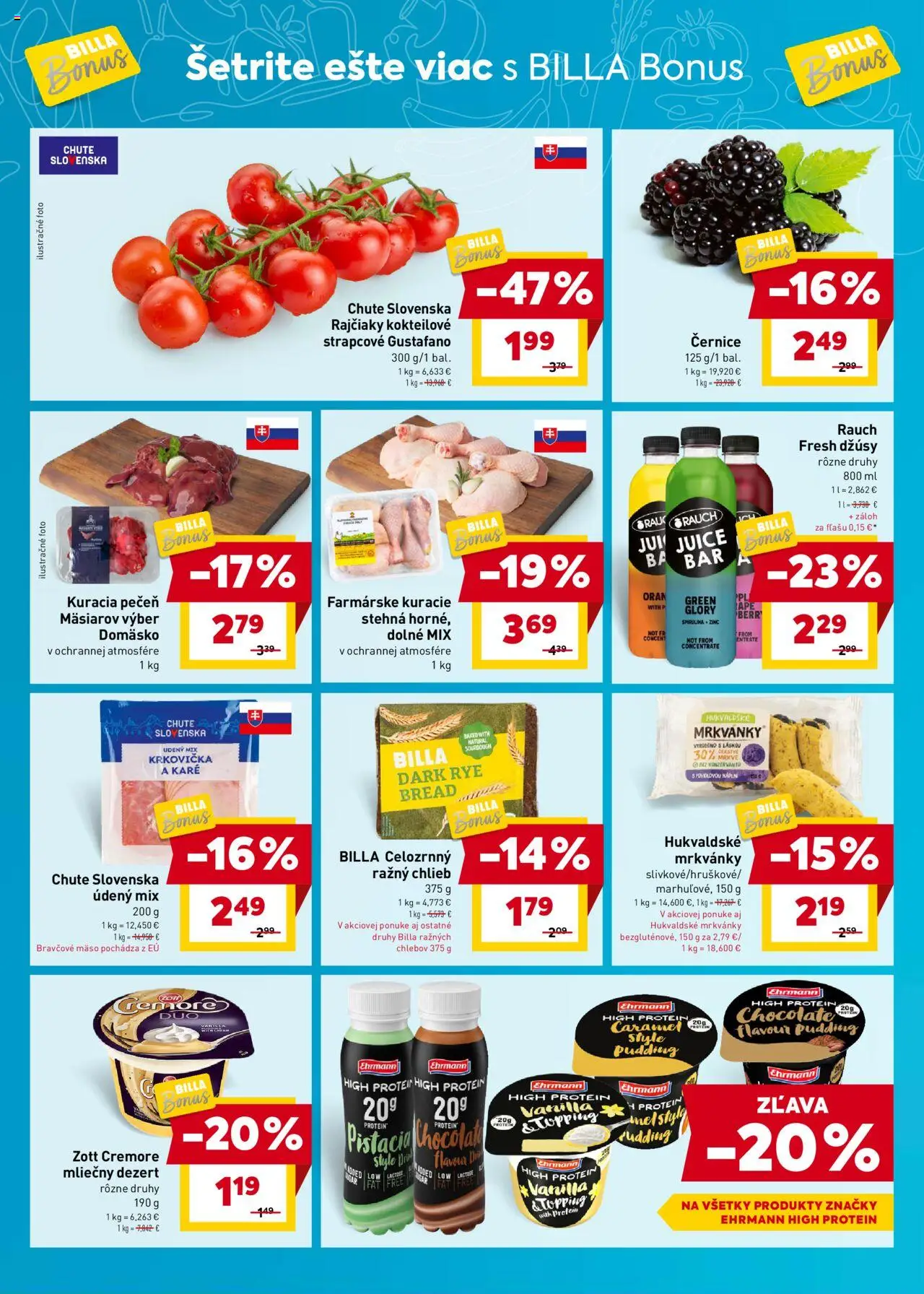 Billa bonus leták │ platný od 02.07.2025 | Strana: 2 | Produkty: Chlieb, Protein, Kuracie stehná, Bravčové mäso