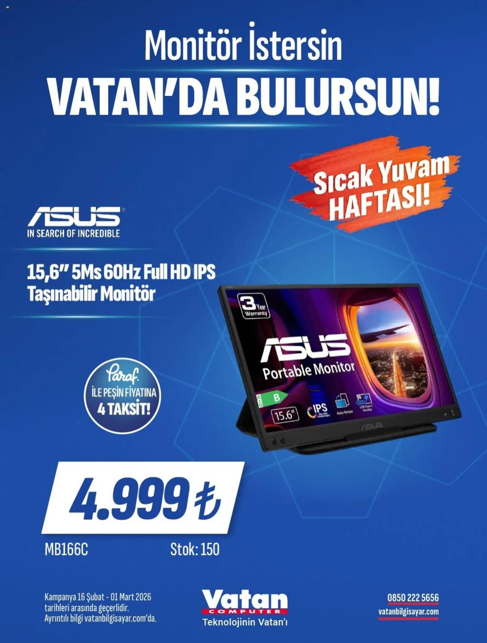 Vatan Bilgisayar İndirim Sıcak Yuvam Haftası - 16.02.2026 tarihinden itibaren geçerlidir | Sayfa: 1 | Ürünler: Monitör, USB