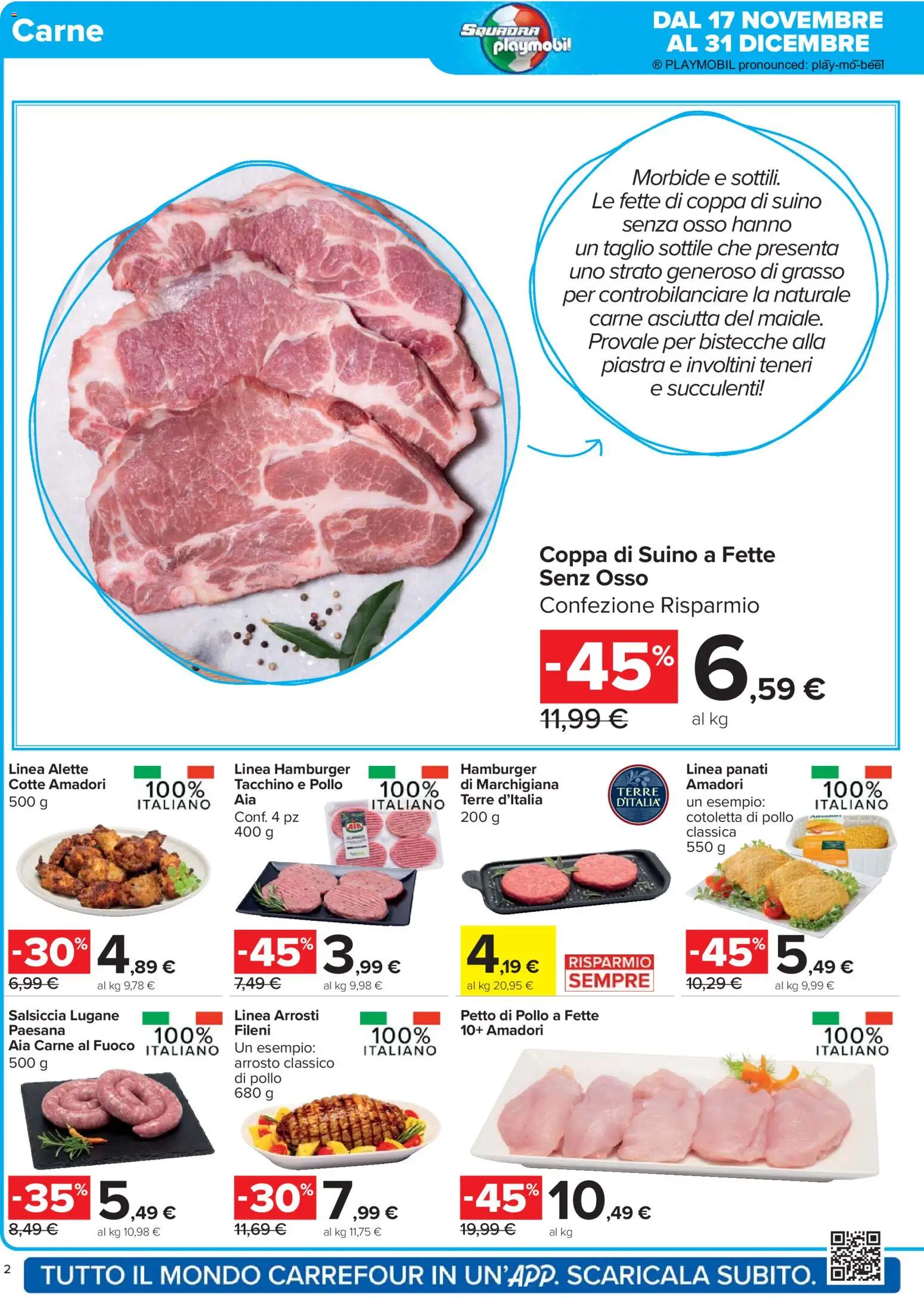 Volantino Carrefour del 02.12.2025 | Pagina: 2 | Prodotti: Pollo, Suino, Tacchino, Hamburger