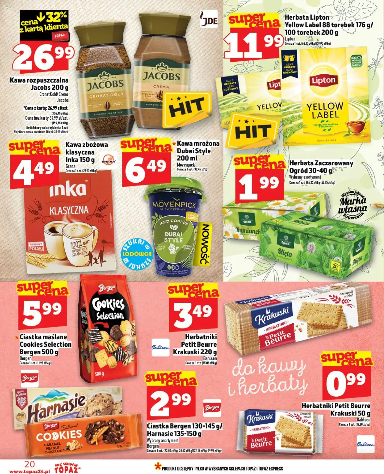 Topaz Gazetka od 07.08.2025 | Strona: 20 | Produkty: Mięta, Herbata lipton, Herbata, Ciastka