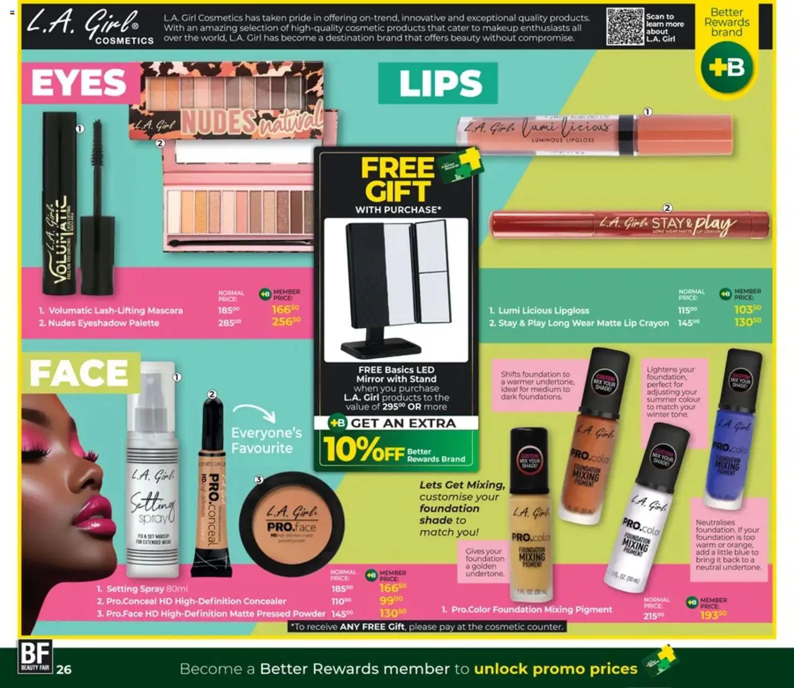 New Dis-Chem catalogue – valid from 19.02.2026 | Page: 26 | Products: Setting spray, Mirror, Foundation, Mascara