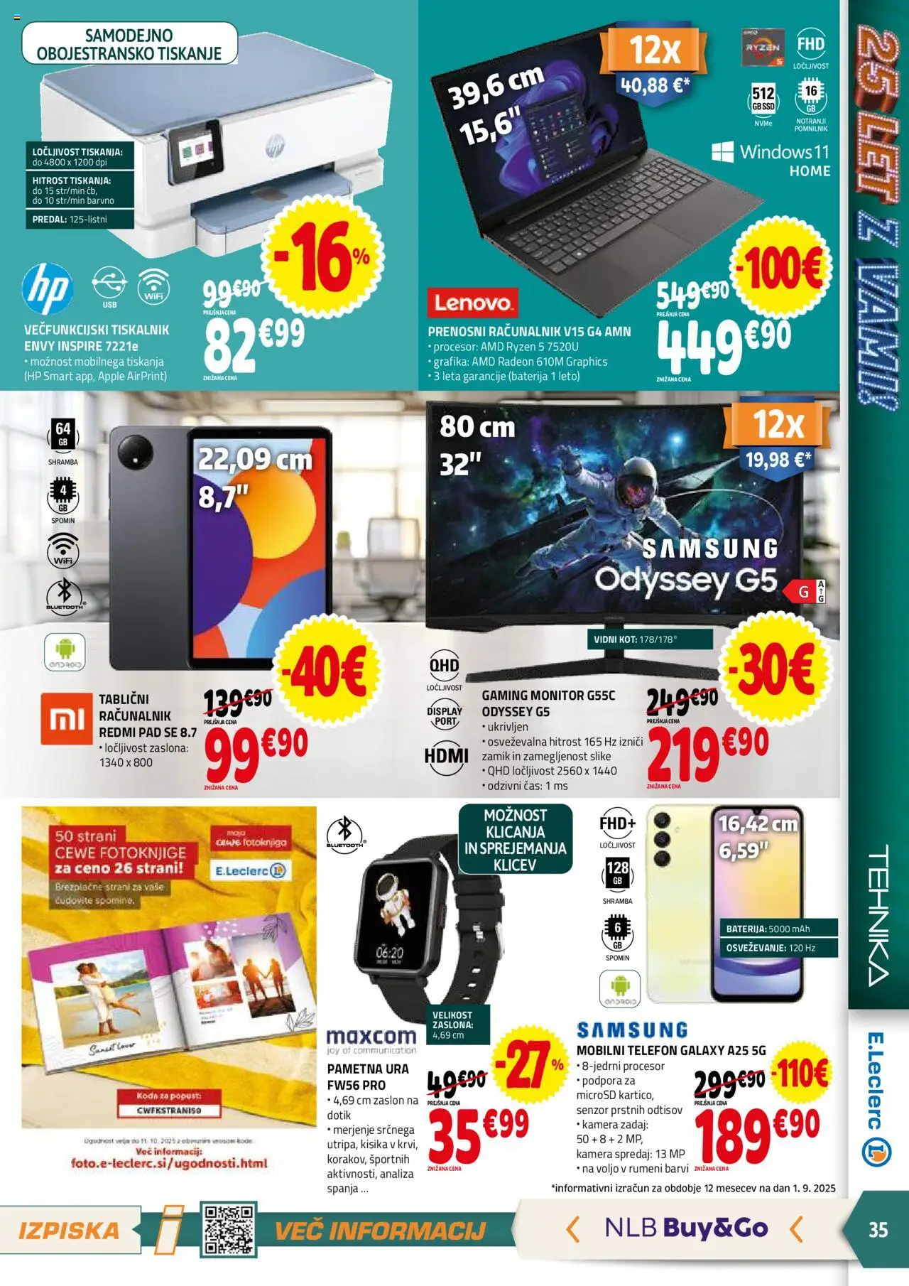 Novi E.leclerc katalog ponudbe – veljaven od 10.09.2025 | Stran: 35 | Izdelki: Prenosni racunalnik, Monitor, Tiskalnik, Kamera