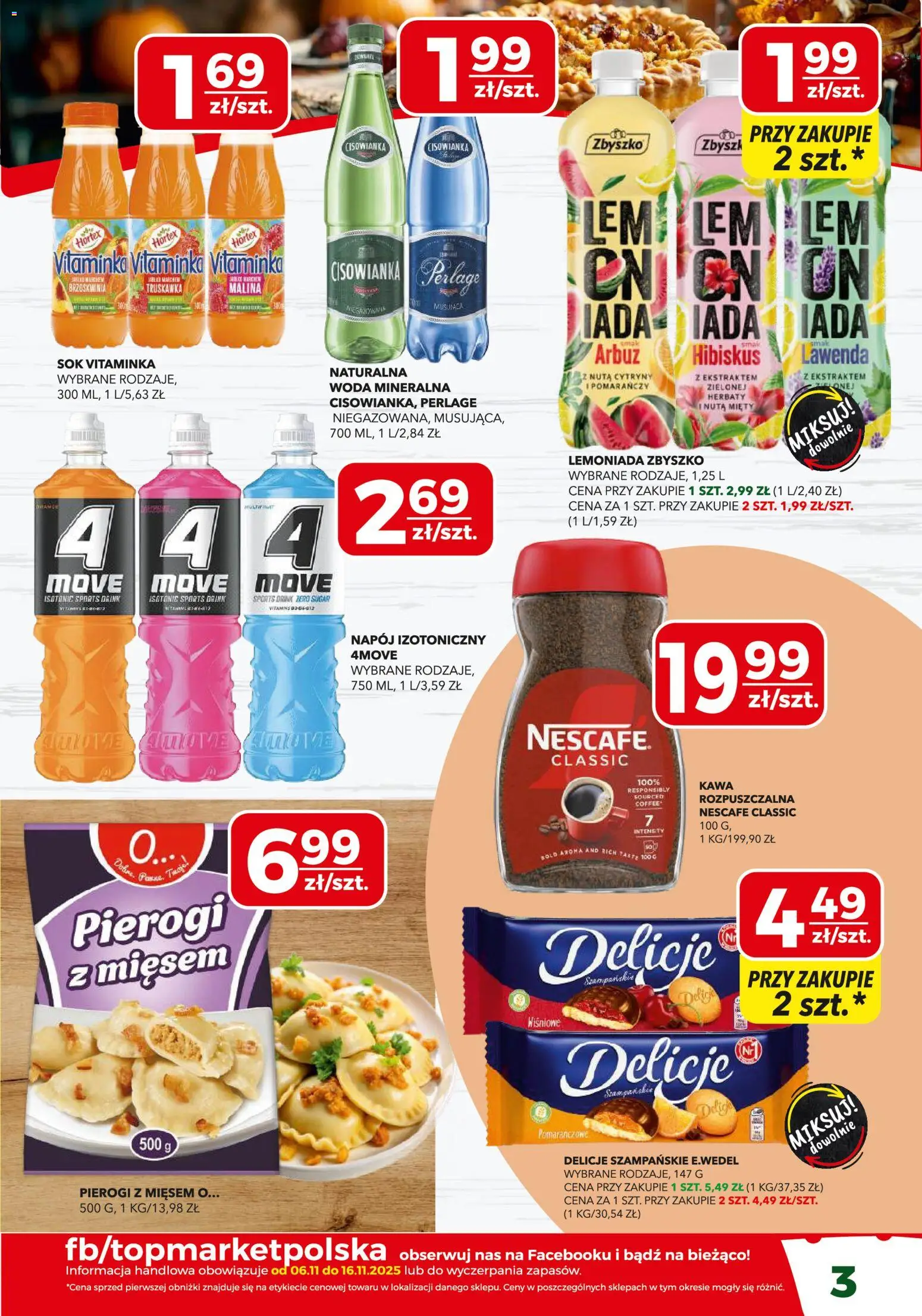 Top Market Gazetka mini od 06.11.2025 | Strona: 3 | Produkty: Brzoskwinia, Arbuz, Kawa, Woda