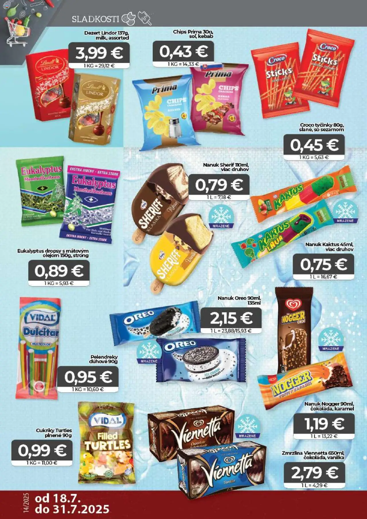 CBA Komfos leták │ platný od 18.07.2025 | Strana: 10 | Produkty: Lindor, Nanuk, Zmrzlina, Cukríky