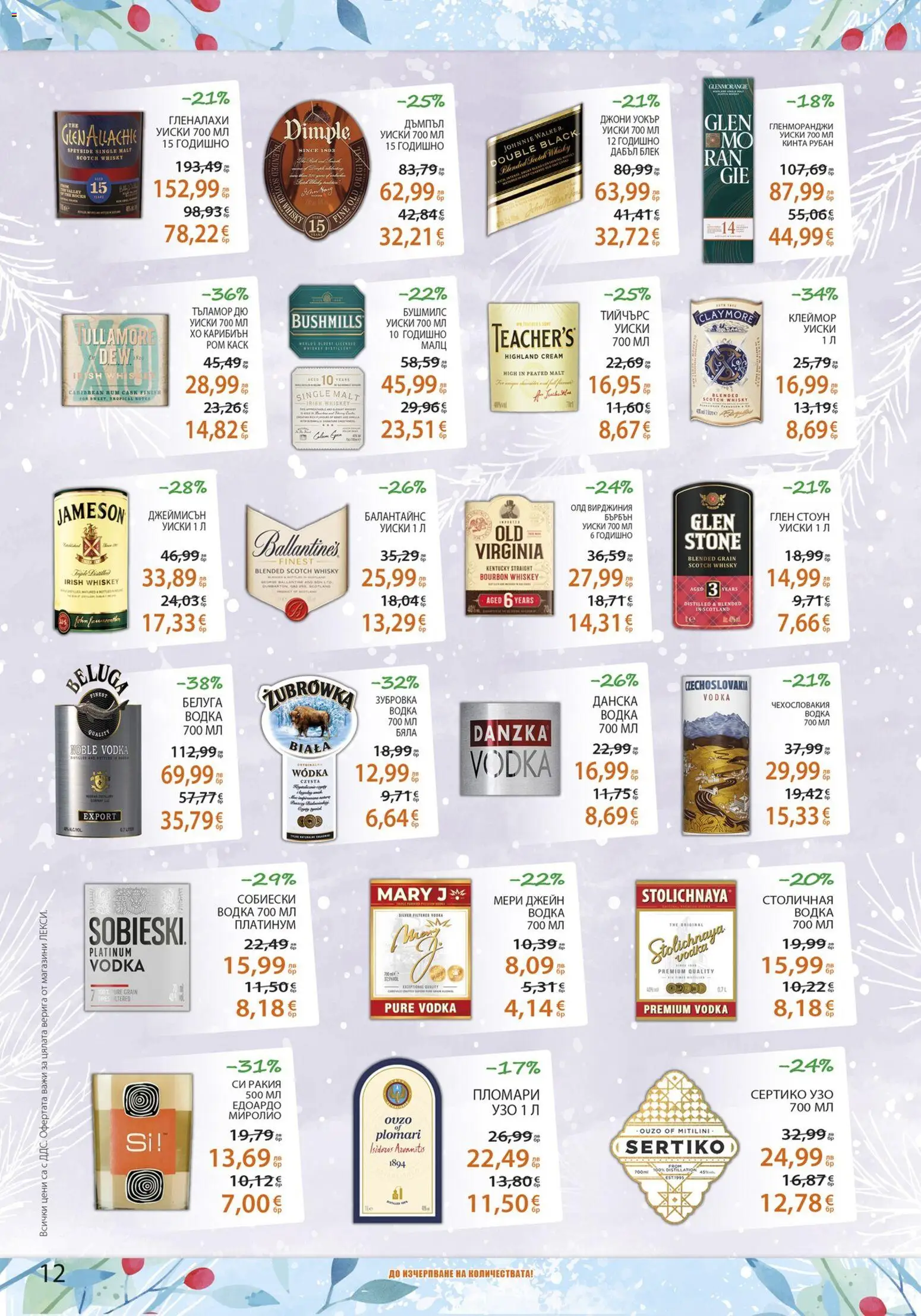 {H1} | Страница: 12 | Продукти: Бърбън, Водка, Узо, Ракия