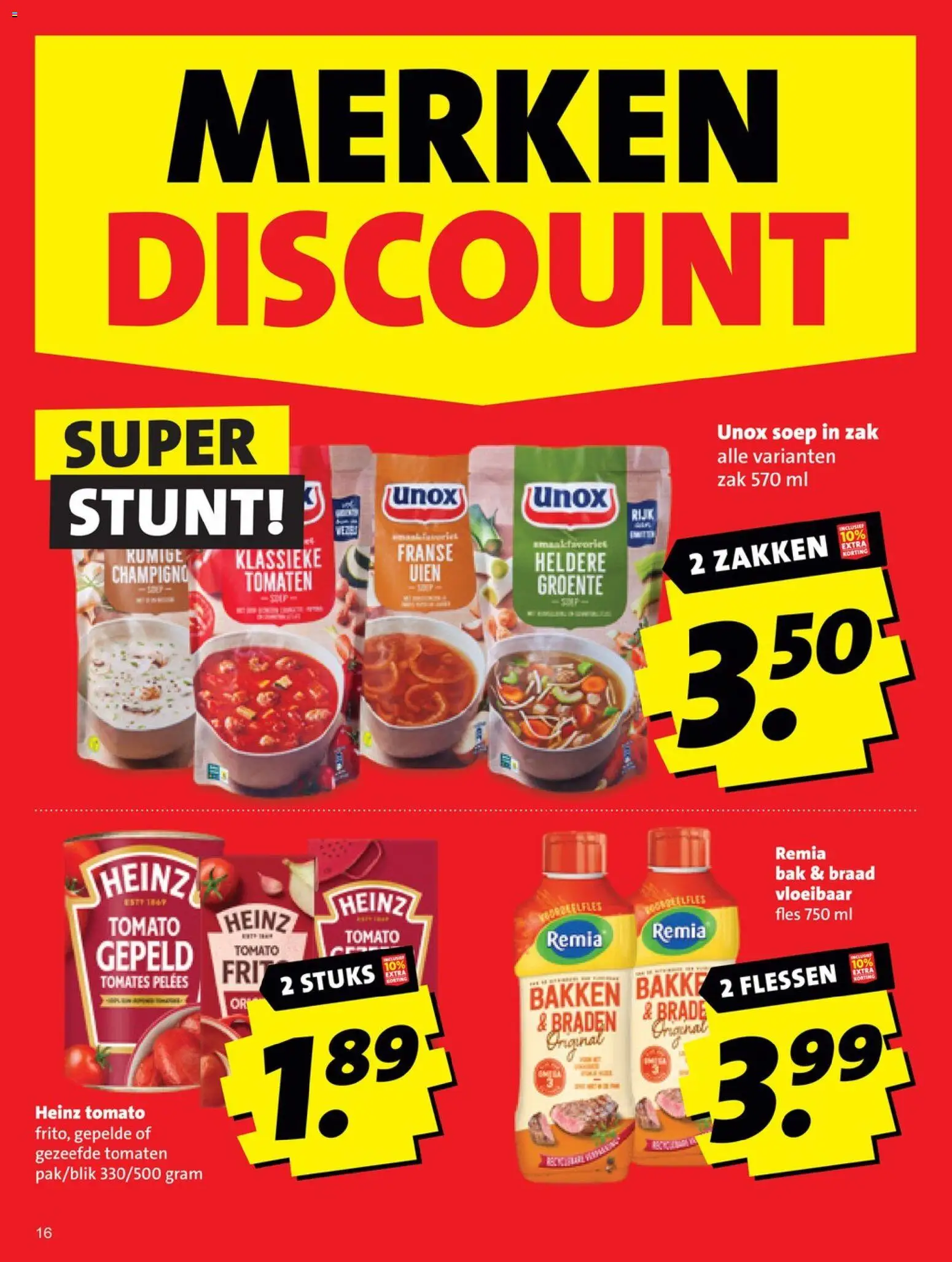 {H1} | Pagina: 16 | Producten: Tomaten, Fles, Zak