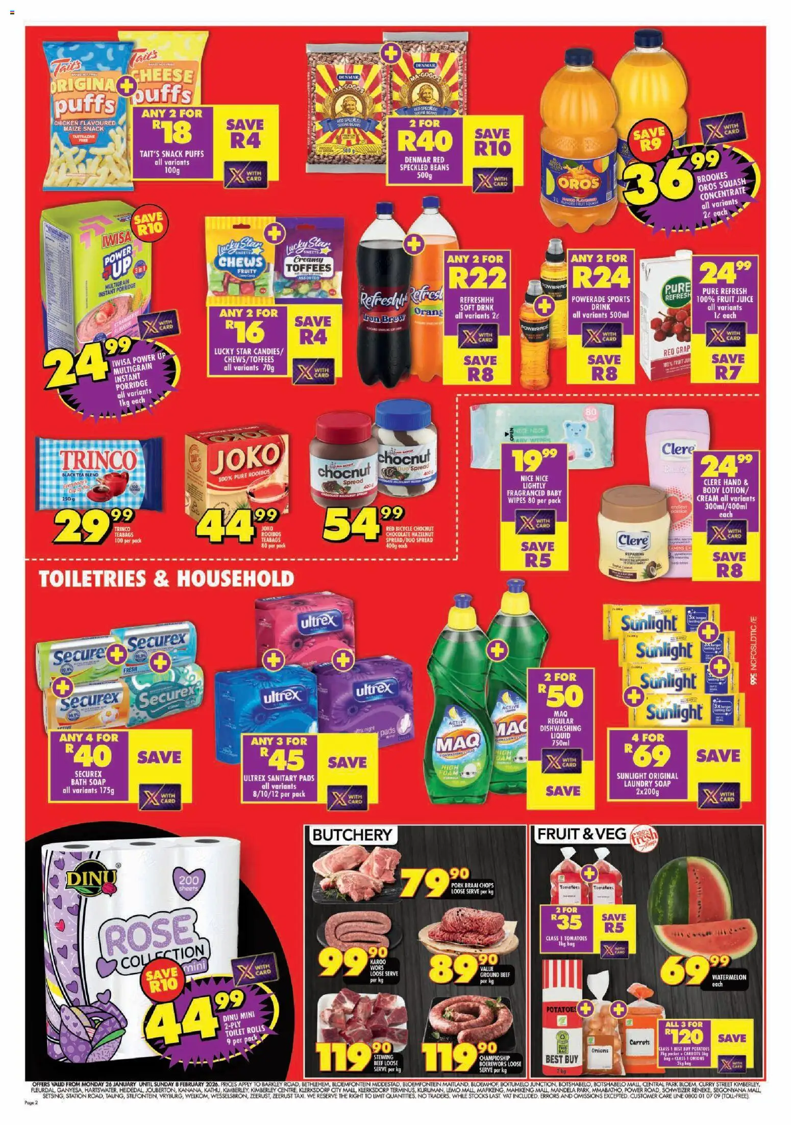New Shoprite catalogue – valid from 26.01.2026 | Page: 2 | Products: Boerewors, Squash, Cheese, Tomatoes