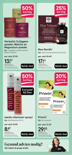 Herbolist Collageen poeder, Matcha en Magnesium poeder, bijv. Collageen poeder beauty blend 200 gram - Voorbeeld van een folder van Etos, geldig van 08.12.2025 | Pagina: 57 | Producten: Kan, Poeder