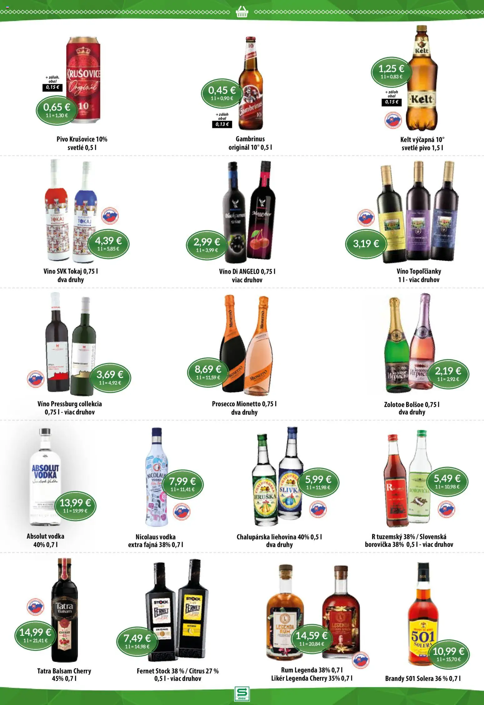 Nové Sintra akcie – leták je platný od 19.02.2026 | Strana: 9 | Produkty: Víno, Krušovice, Absolut vodka, Gambrinus