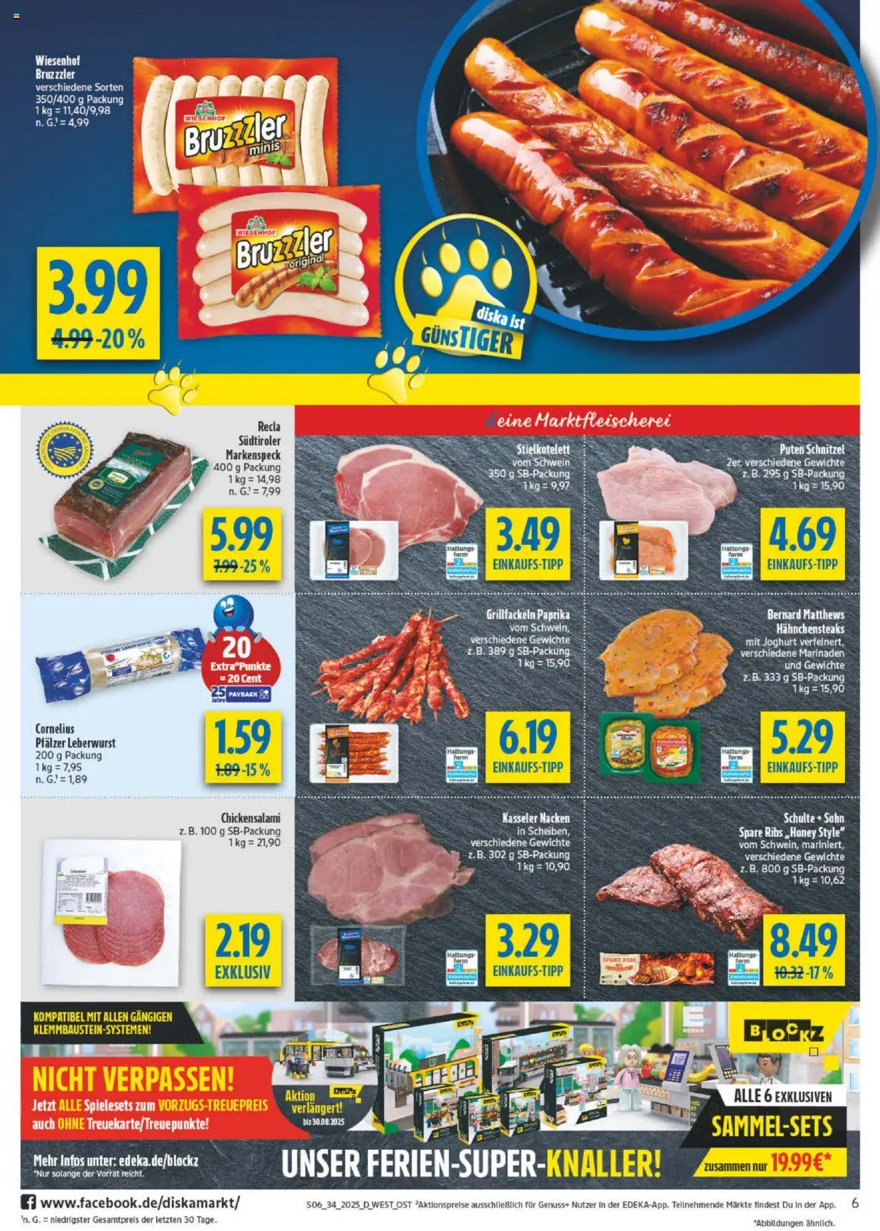 Diska Prospekt 	 - gültig ab dem 18.08.2025 | Seite: 6 | Produkte: Joghurt, Spare ribs, Schnitzel, Paprika