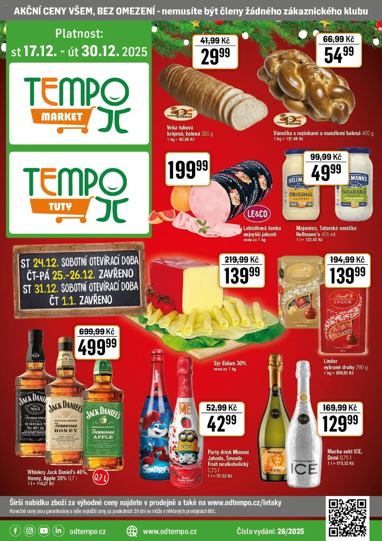 Tempo leták - Tuty od 17.12.2025 | Strana: 1 | Produkty: Lindor, Whiskey, Mimoni, Pekárna