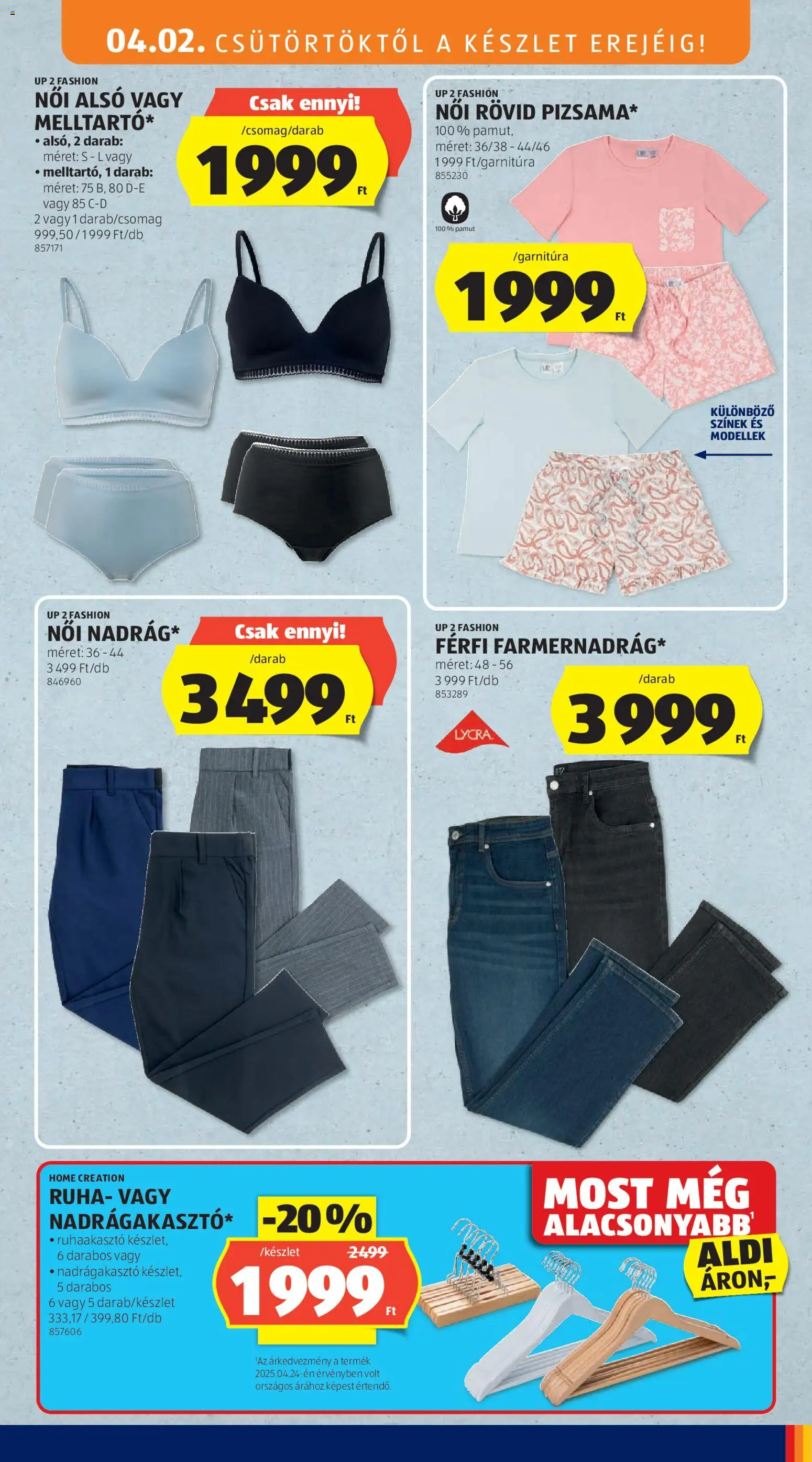 Aldi akciós ujság - amely érvényes a következő dátumtól: 02.04.2026 | Oldal: 9 | Termékek: Női alsó, Ruha