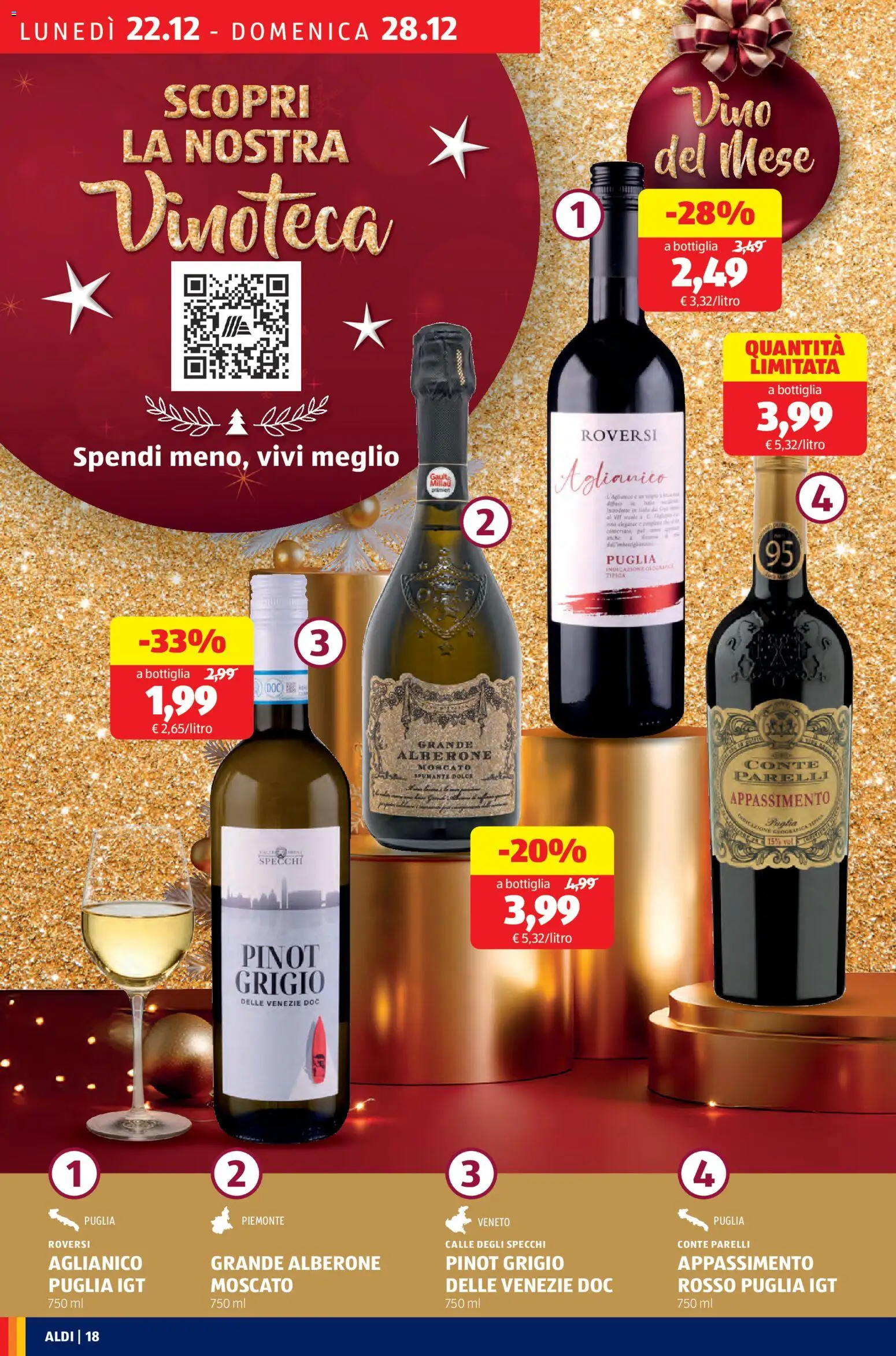 Volantino Aldi del 22.12.2025 | Pagina: 18 | Prodotti: Vino, Spumante, Bottiglia
