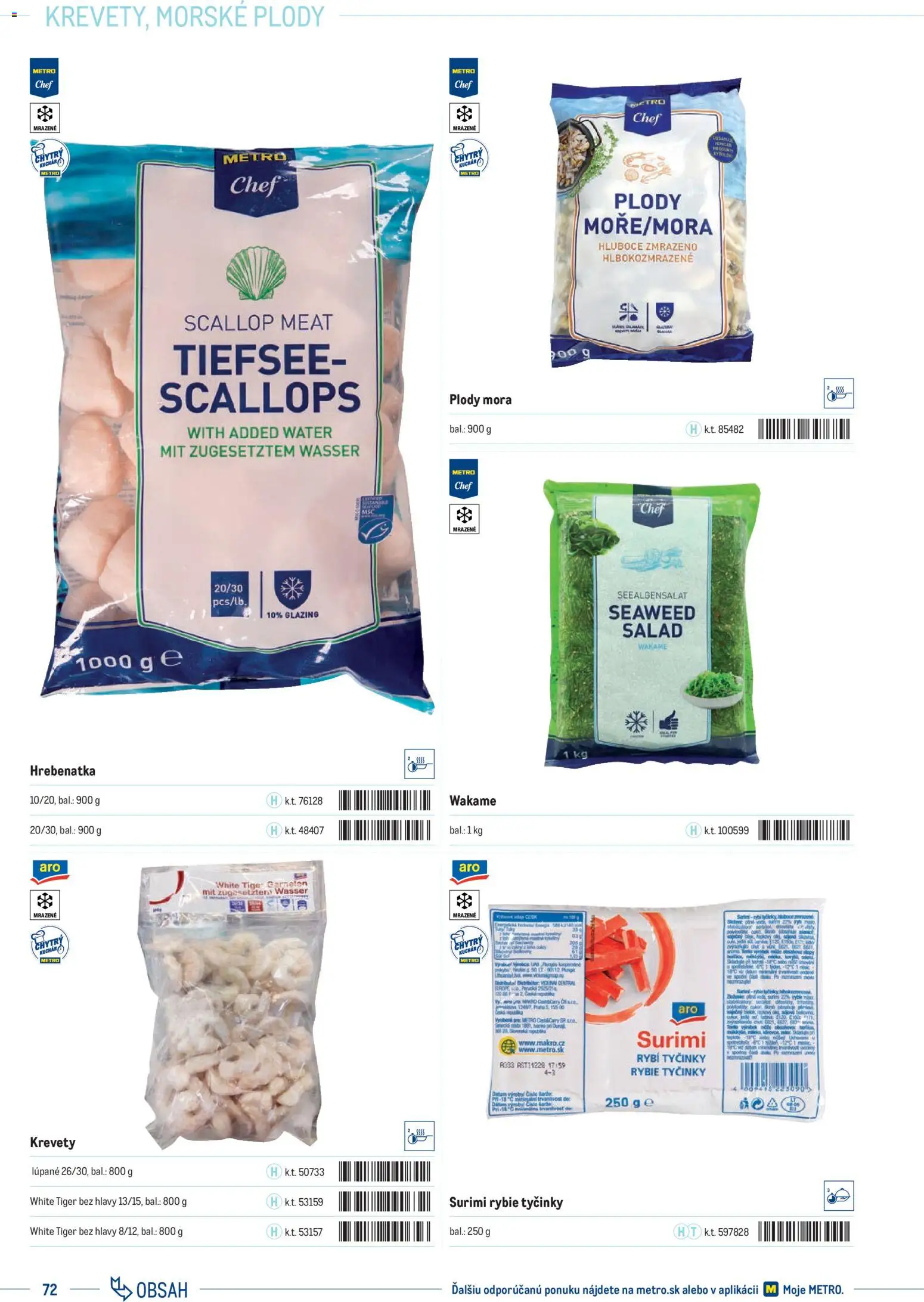 Nové Metro akcie – leták je platný od 01.01.2025 | Strana: 72 | Produkty: Krevety, Morské plody