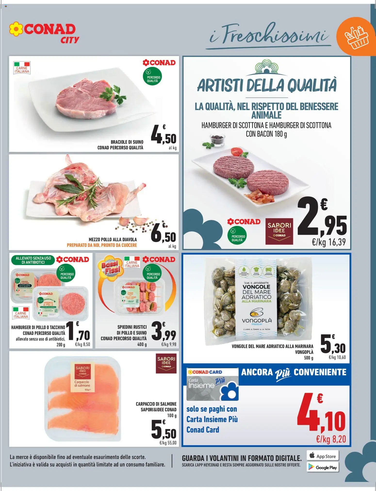 Volantino Conad del 24.04.2026 | Pagina: 9 | Prodotti: Pollo, Tacchino, Hamburger, Spiedini