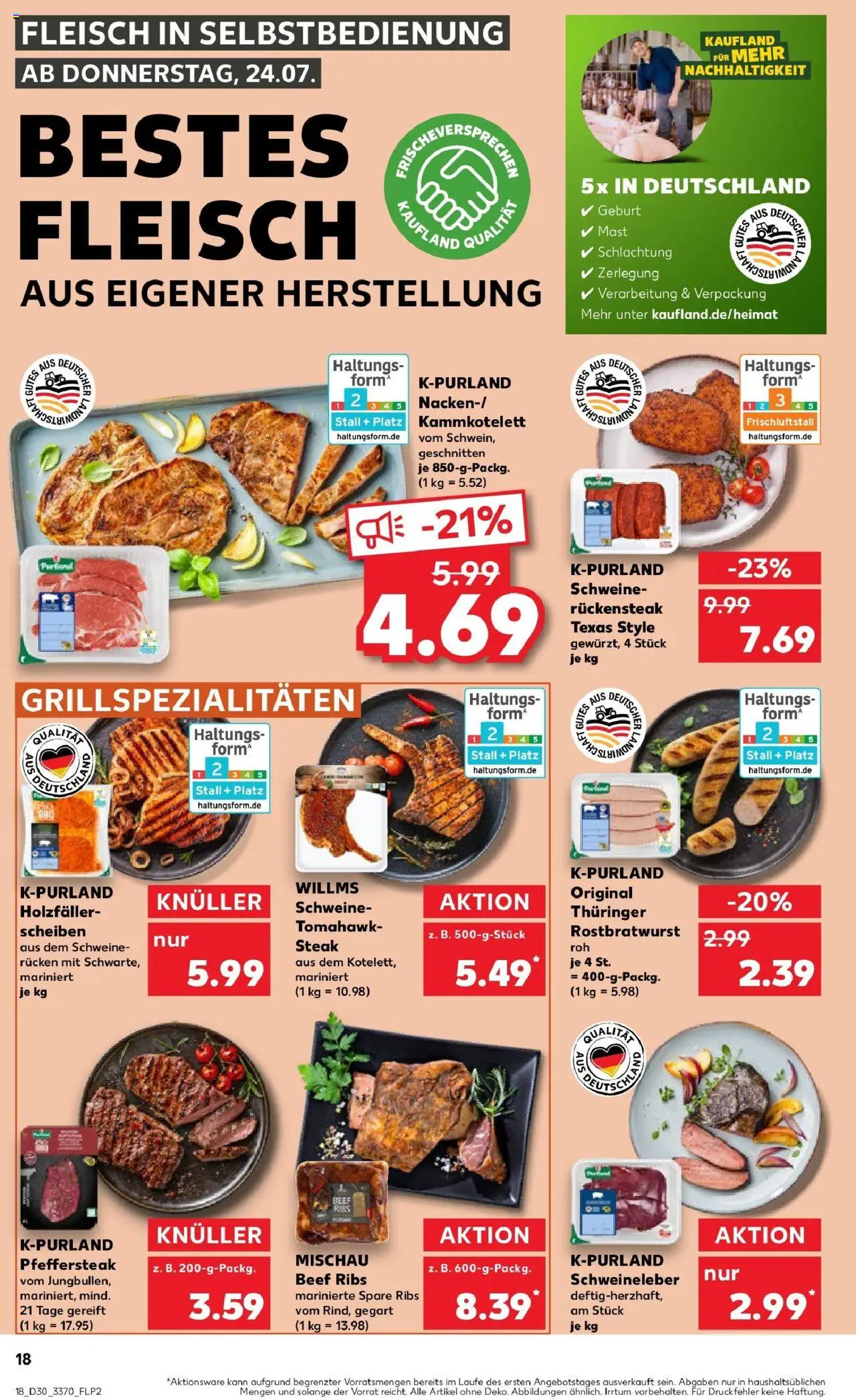 Kaufland prospekt Bad Salzungen	 - gültig ab dem 24.07.2025 | Seite: 18 | Produkte: Spare ribs, Steak, Fleisch