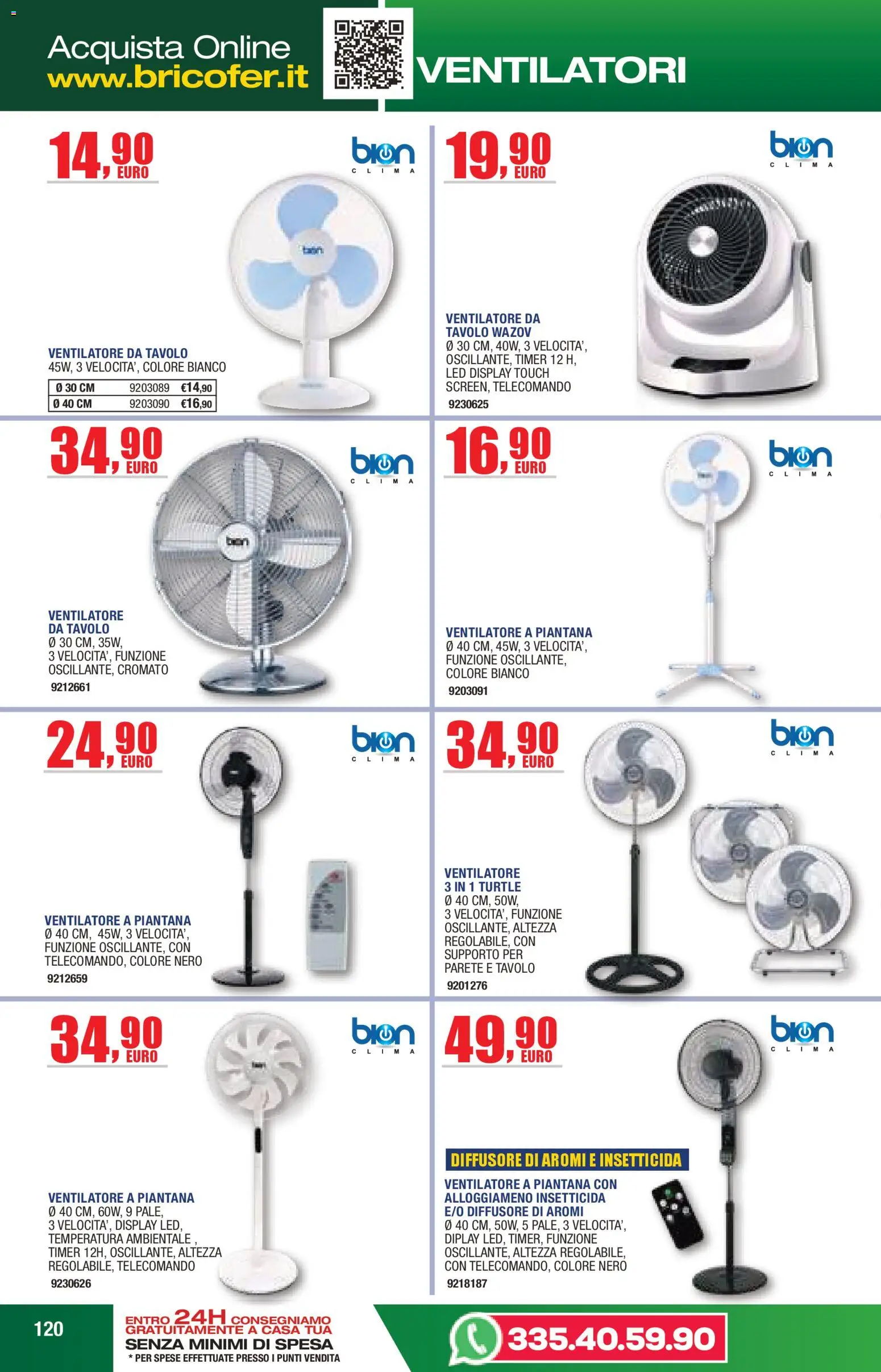 Volantino Bricofer del 14.04.2026 | Pagina: 120 | Prodotti: Ventilatore, Telecomando, Insetticida, Tavolo