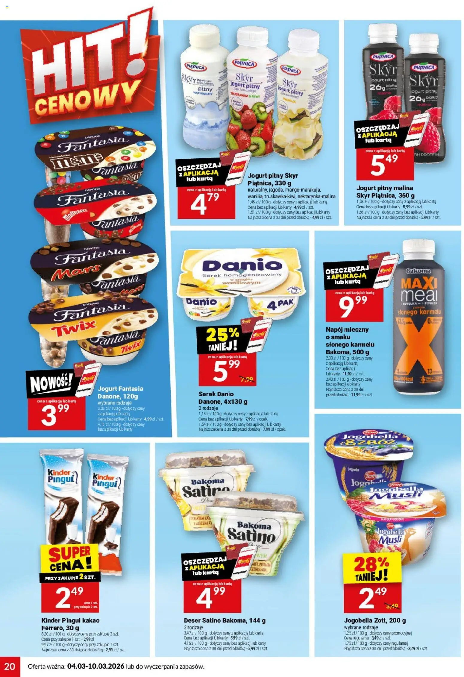 Twój Market gazetka od 04.03.2026 | Strona: 20 | Produkty: Karta, Jogurt pitny, Skyr piątnica, Kiwi