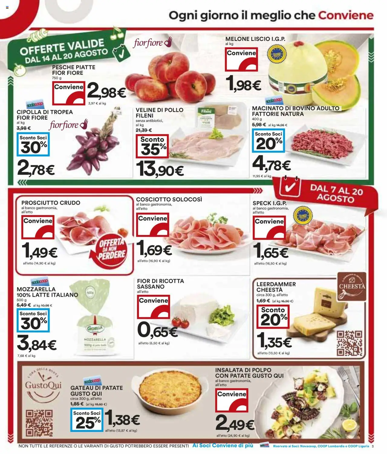 Volantino COOP del 07.08.2025 | Pagina: 3 | Prodotti: Patate, Prosciutto, Melone, Ricotta