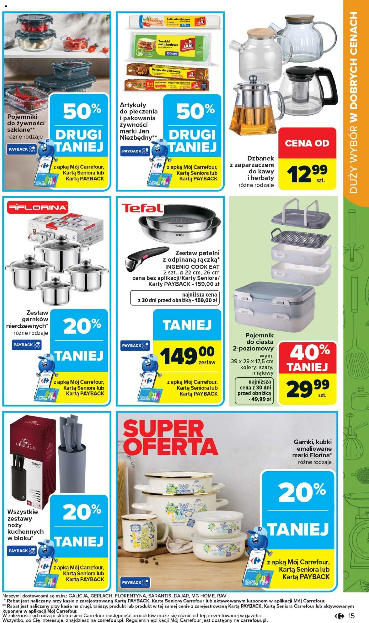 Carrefour gazetka - Łap super okazje od 13.04.2026 | Strona: 15 | Produkty: Karta, Dzbanek, Tefal, Torebki