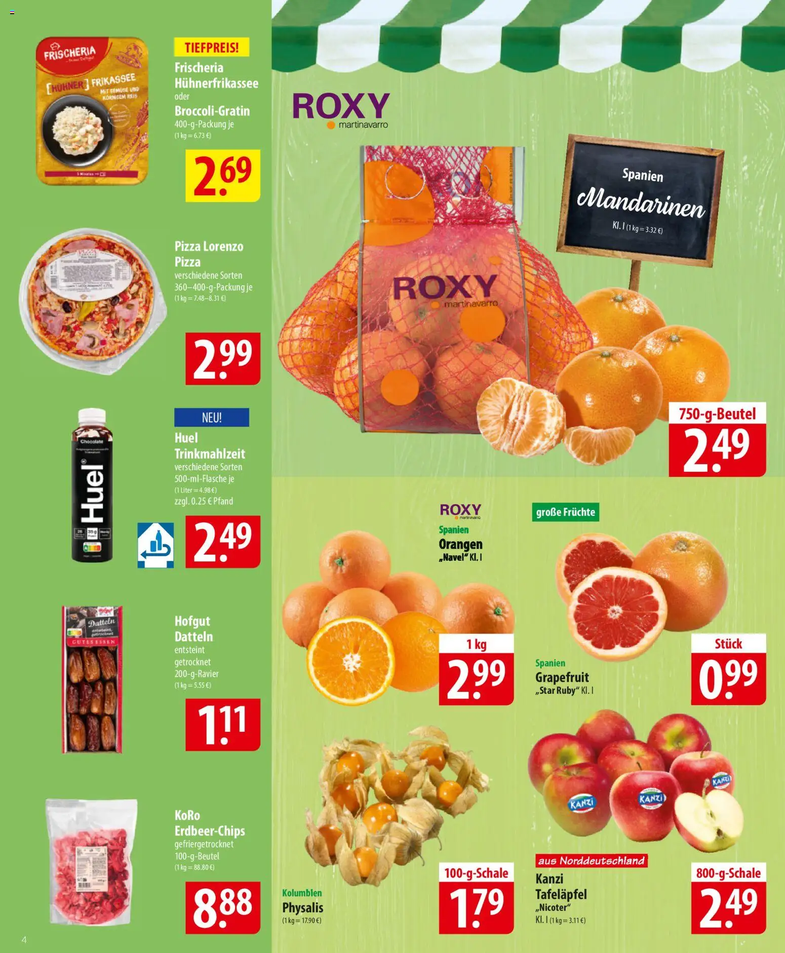 Famila Prospekt 	 – gültig ab 09.02.2026 | Seite: 4 | Produkte: Mandarinen, Orangen, Gemüse, Pizza