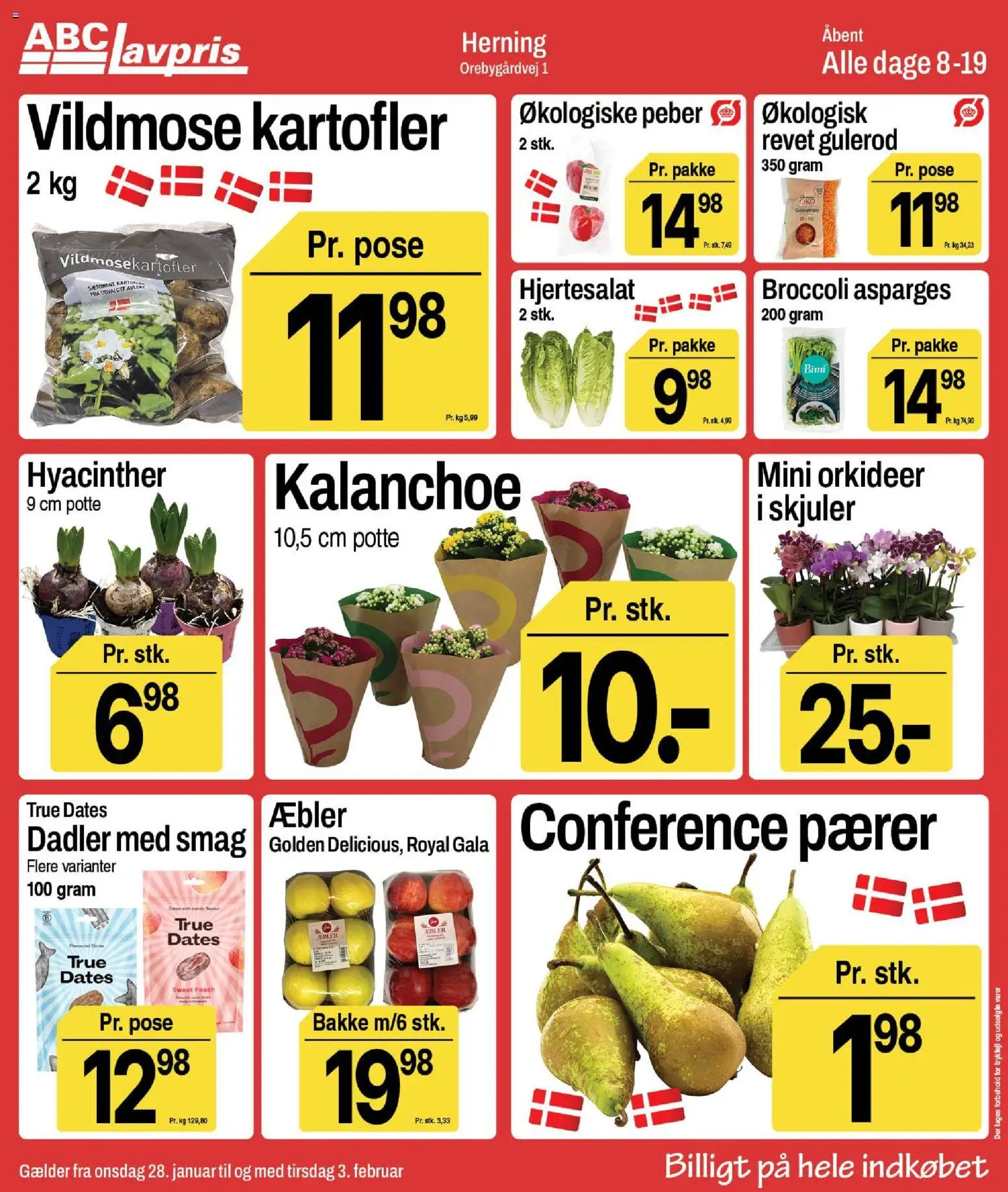 Abc Lavpris tilbudsavis – gyldig fra 28.01.2026 | Side: 4 | Produkter: Broccoli, Dadler, Pærer, Asparges