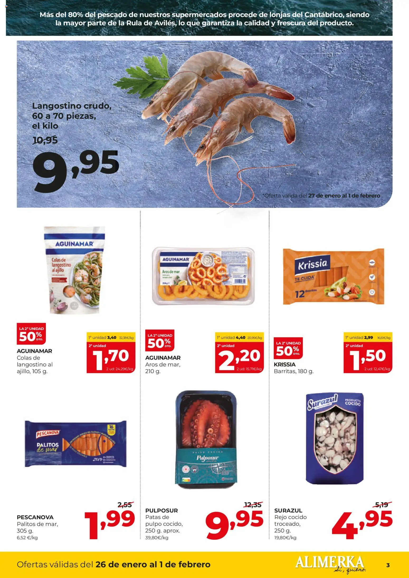 Alimerka folleto Asturias │ válido desde el 26.01.2026 | Página: 3 | Productos: Pescado, Té, Langostino