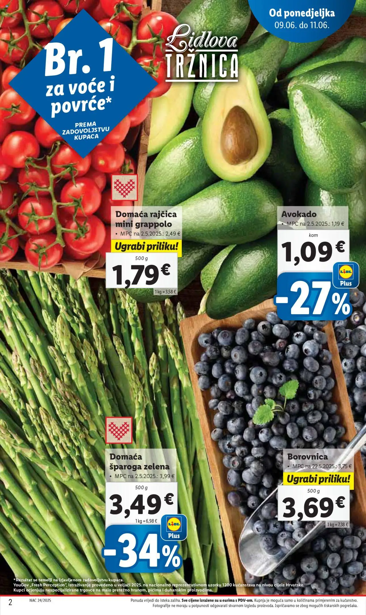 Lidl katalog | vrijedi od 09.06.2025 | Stranica: 2 | Proizvodi: Avokado, Voće, Borovnica, Rajčica