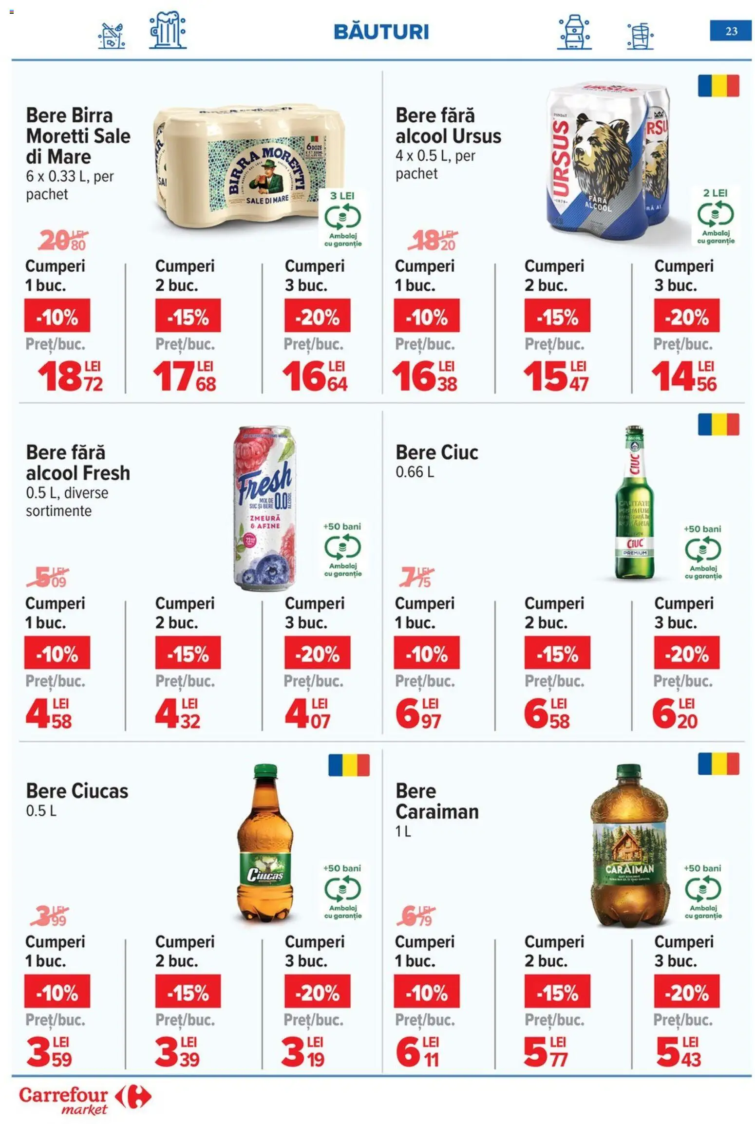 Noul catalog Carrefour – valabil de la 29.04.2026 | Pagină: 23 | Produse: Zmeură, Bere