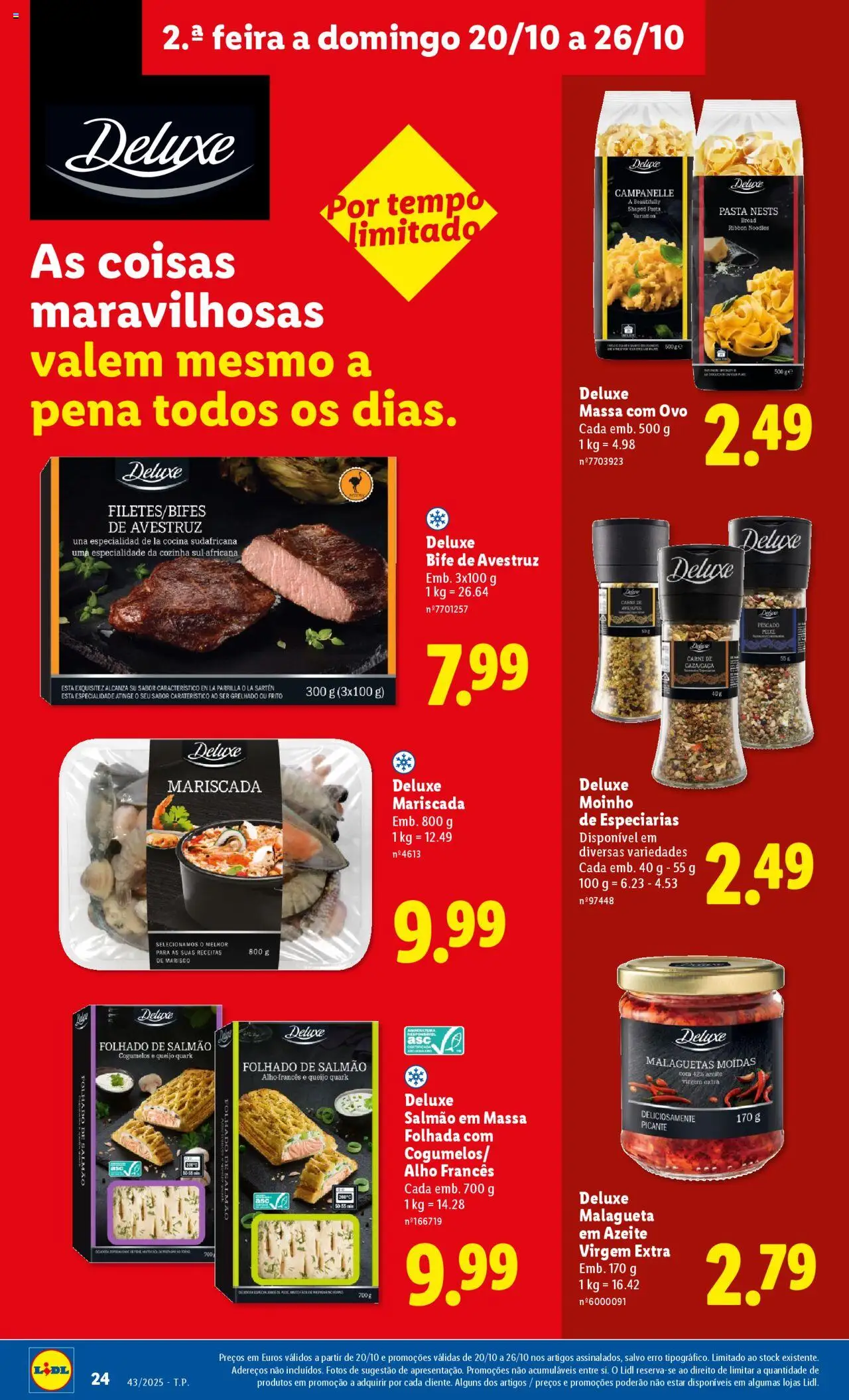 Lidl folheto │ válido de 20.10.2025 | Página: 24 | Produtos: Azeite, Alho francês, Salmão, Massa