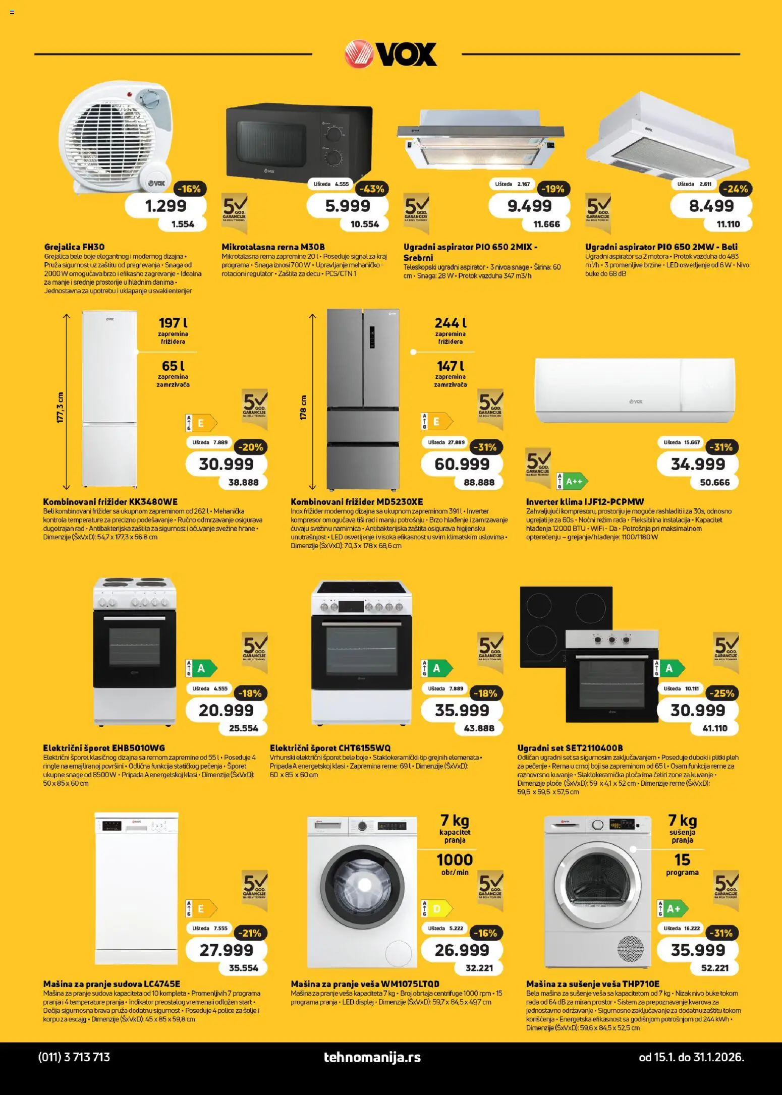 Tehnomanija katalog - važi od 15.01.2026 | Strana: 4 | Proizvode: Kombinovani frižider, Mikrotalasna rerna, Šporet, Klima