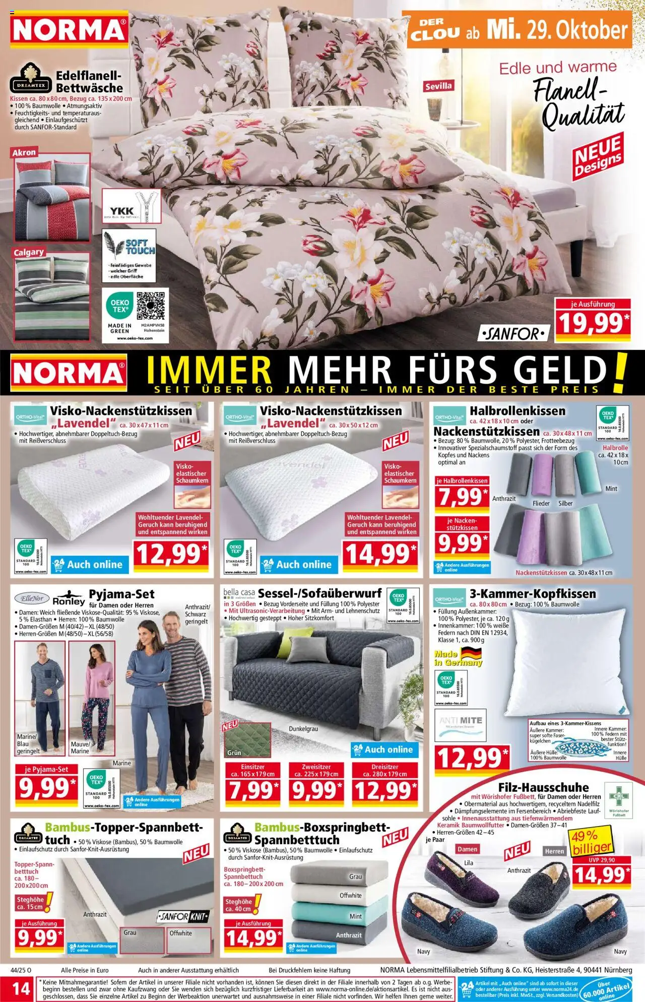 Norma Prospekt 	 – gültig ab 27.10.2025 | Seite: 14 | Produkte: Kissen, Boxspringbett, Bettwäsche, Lavendel
