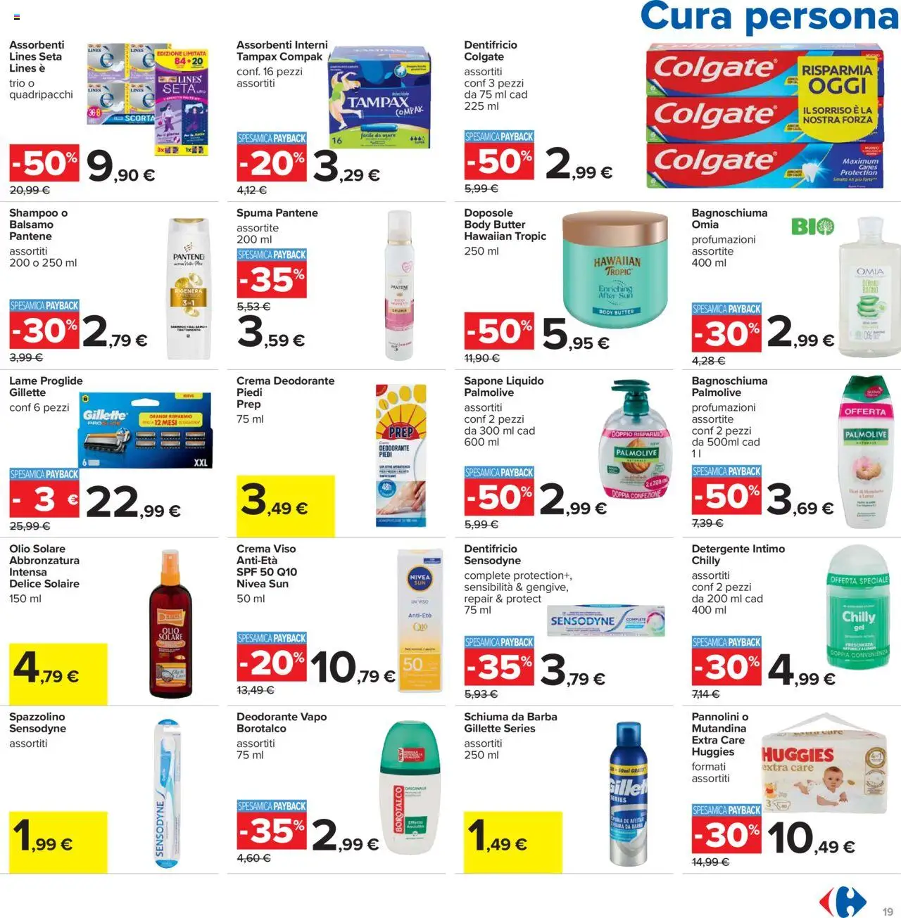 Volantino Carrefour del 21.08.2025 | Pagina: 19 | Prodotti: Balsamo, Pannolini, Detergente intimo, Intimo