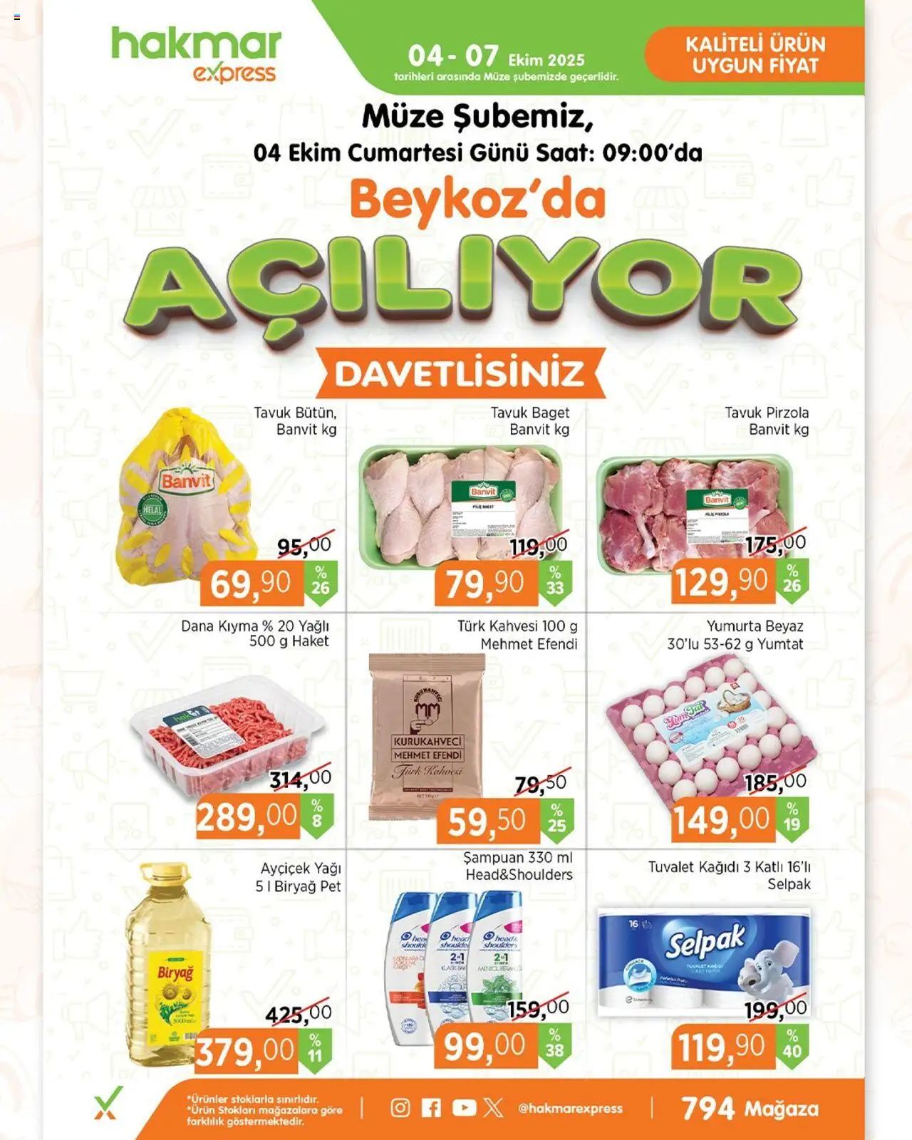 Hakmar Express Katalog Beykoz - 04.10.2025 tarihinden itibaren geçerlidir | Sayfa: 1 | Ürünler: Şampuan, Yumurta, Tuvalet kağıdı, Pirzola