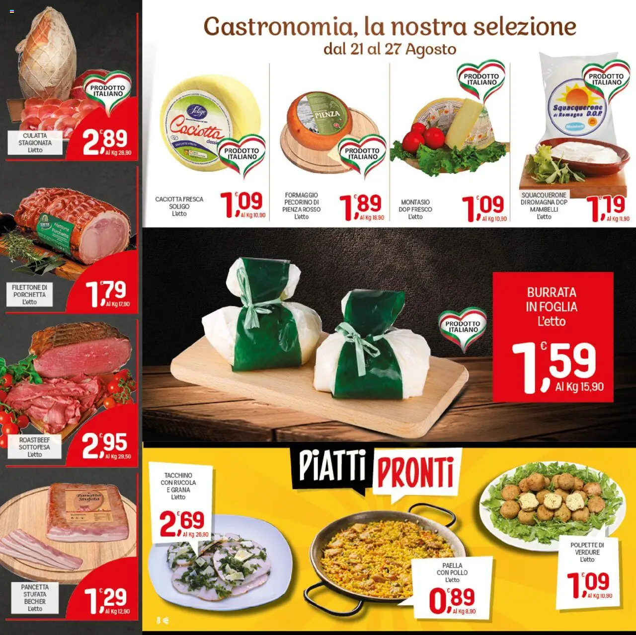 Volantino CRAI del 21.08.2025 | Pagina: 8 | Prodotti: Pancetta, Formaggio, Pecorino, Polpette